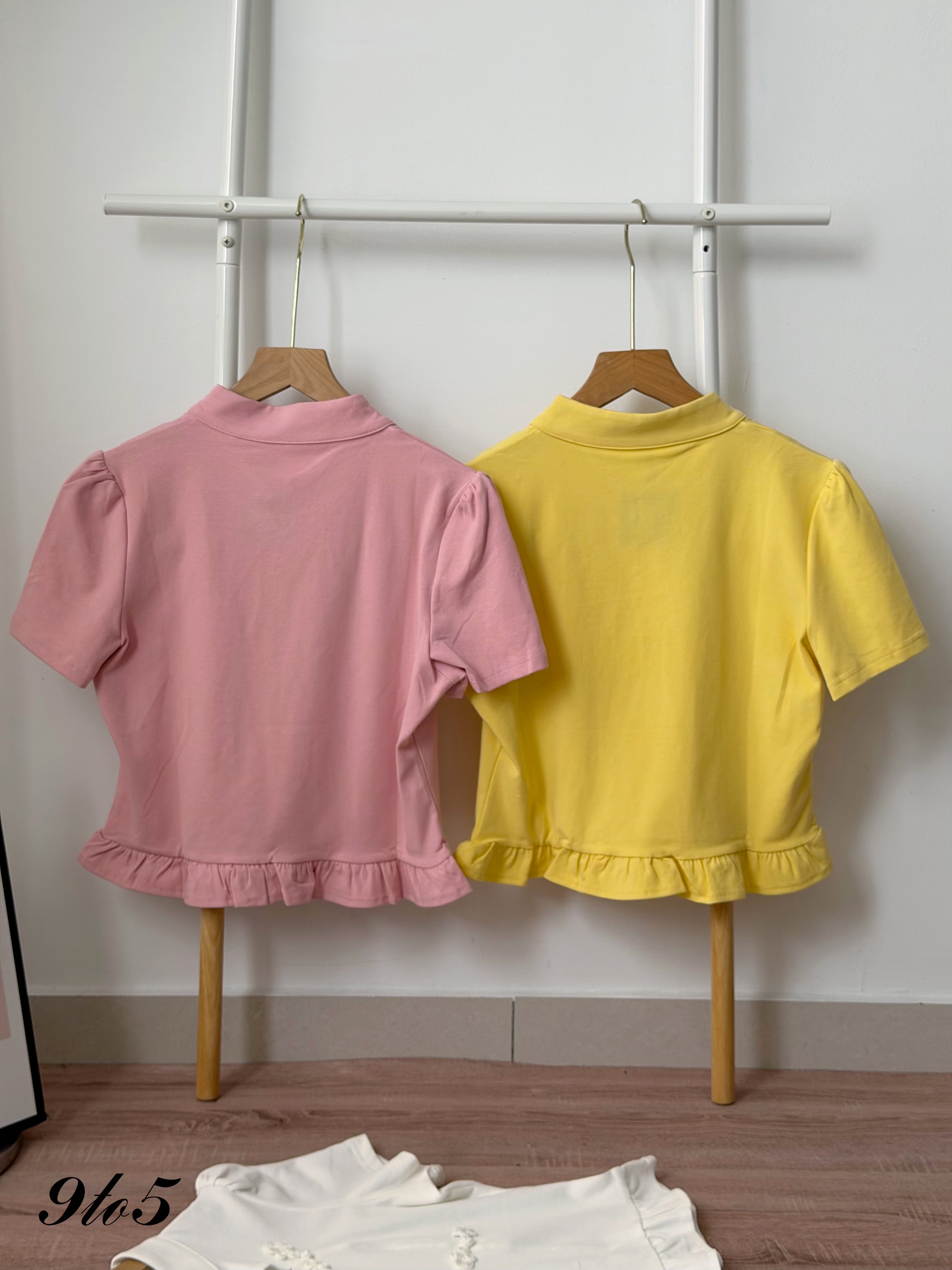 T4515 Puff Sleeve Peplum Cheongsam Top - 3 Colors 