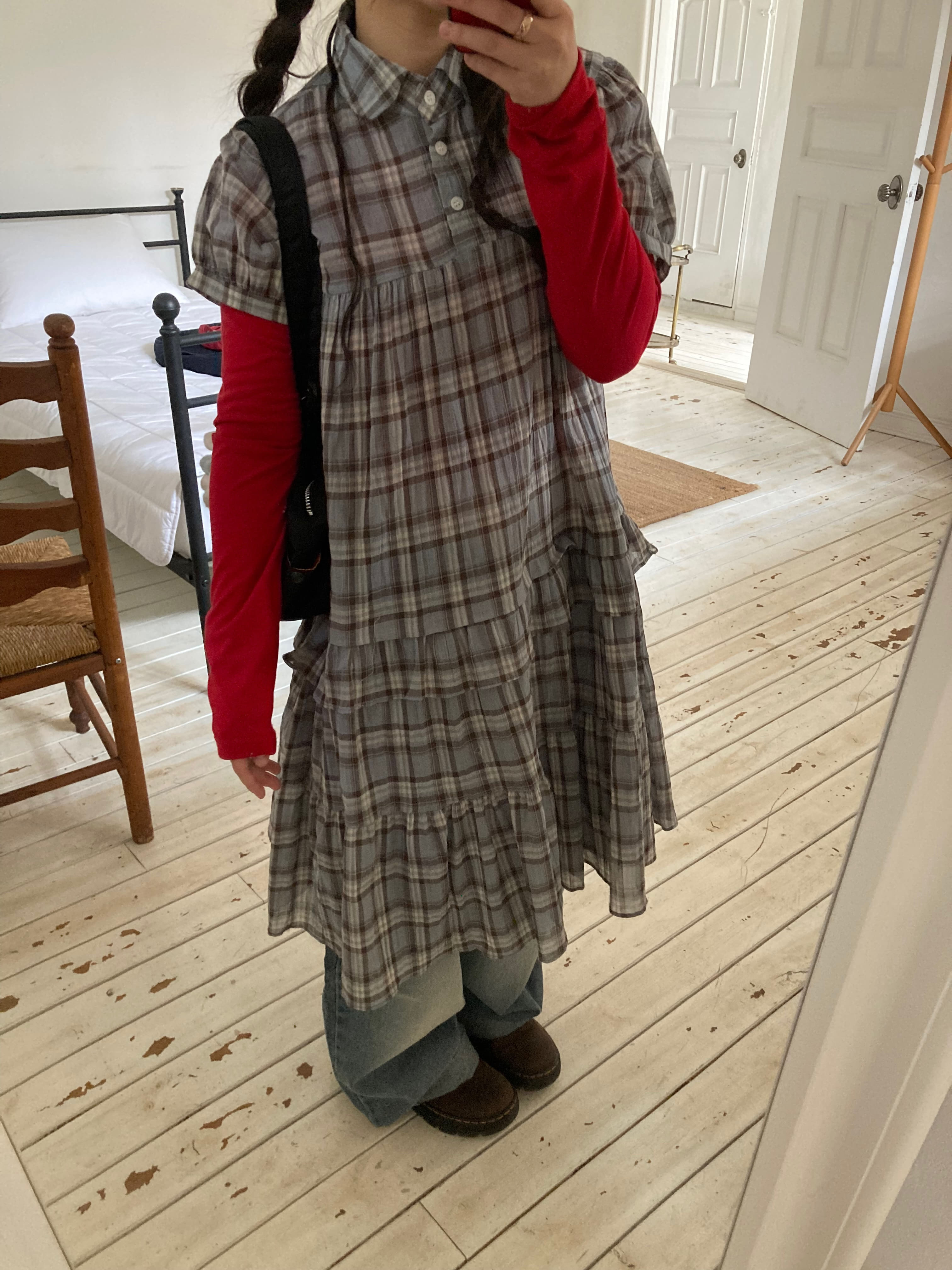 monday check layered dress