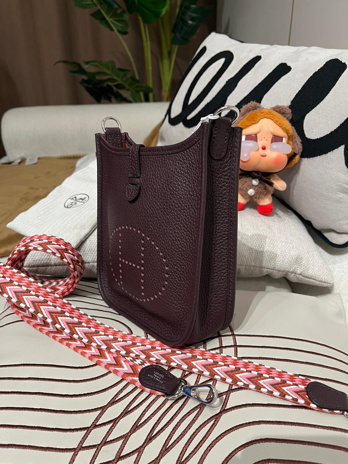 Hermes Mini Evelyne 馬鞍紅編織帶 Stamp U 100%Authentic, 98%New ✅收據副本✅Dust bag ✅Box