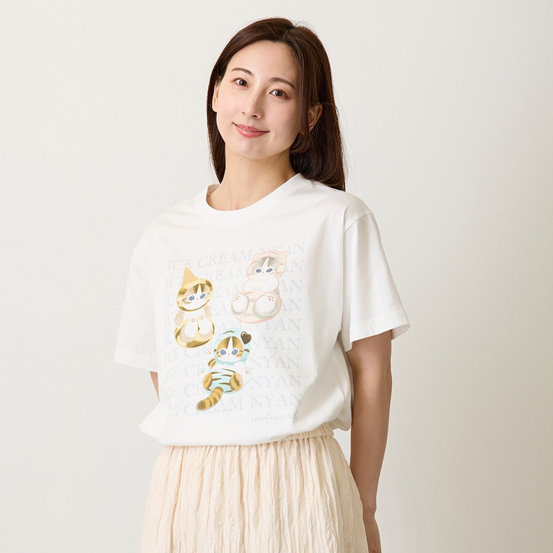 🌸 【預訂】mofusand Gelato T-shirt (White) - mofusand 5/6新品