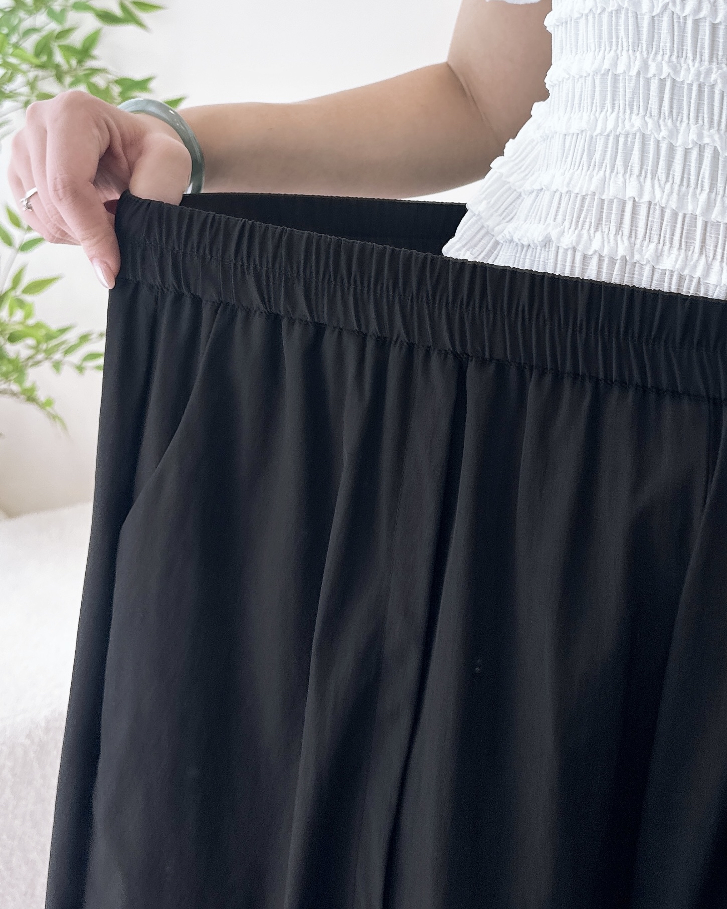 薄身彈性梭織棉料闊褲 