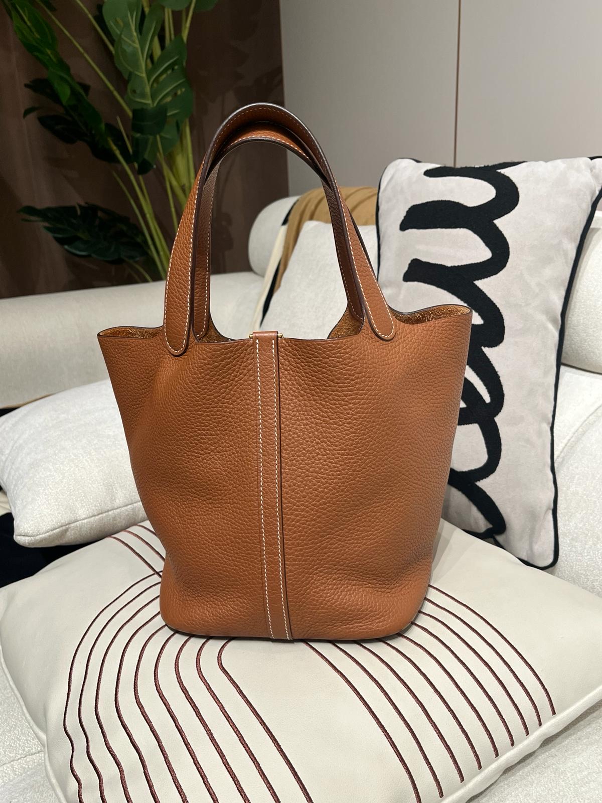 Hermes Picotin 22 Stamp D Gold/Gold 100%Authentic, 98%New ✅Key Lock✅Dust bag