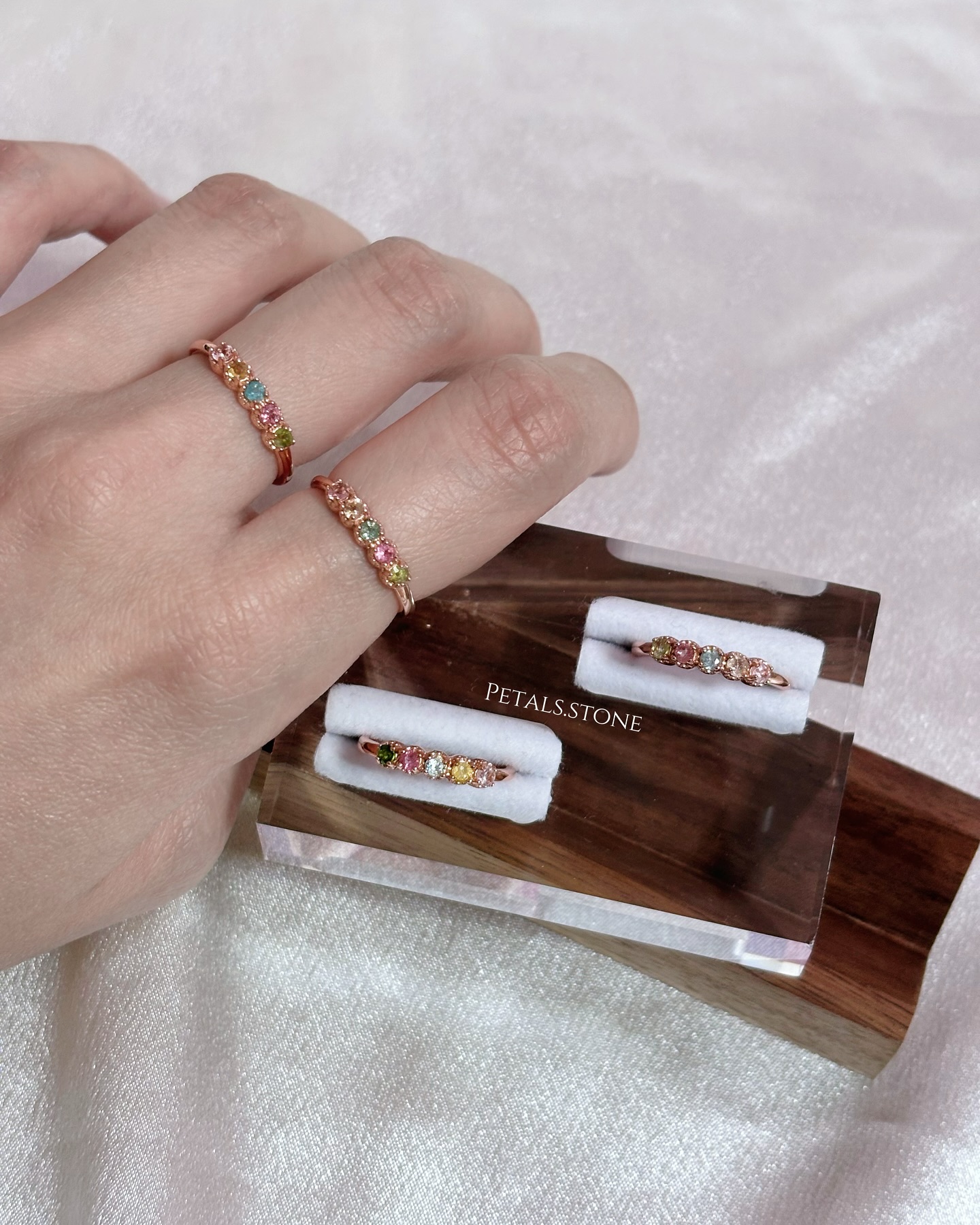 Rose-Gold Tourmaline Rainbow Rings🌈  