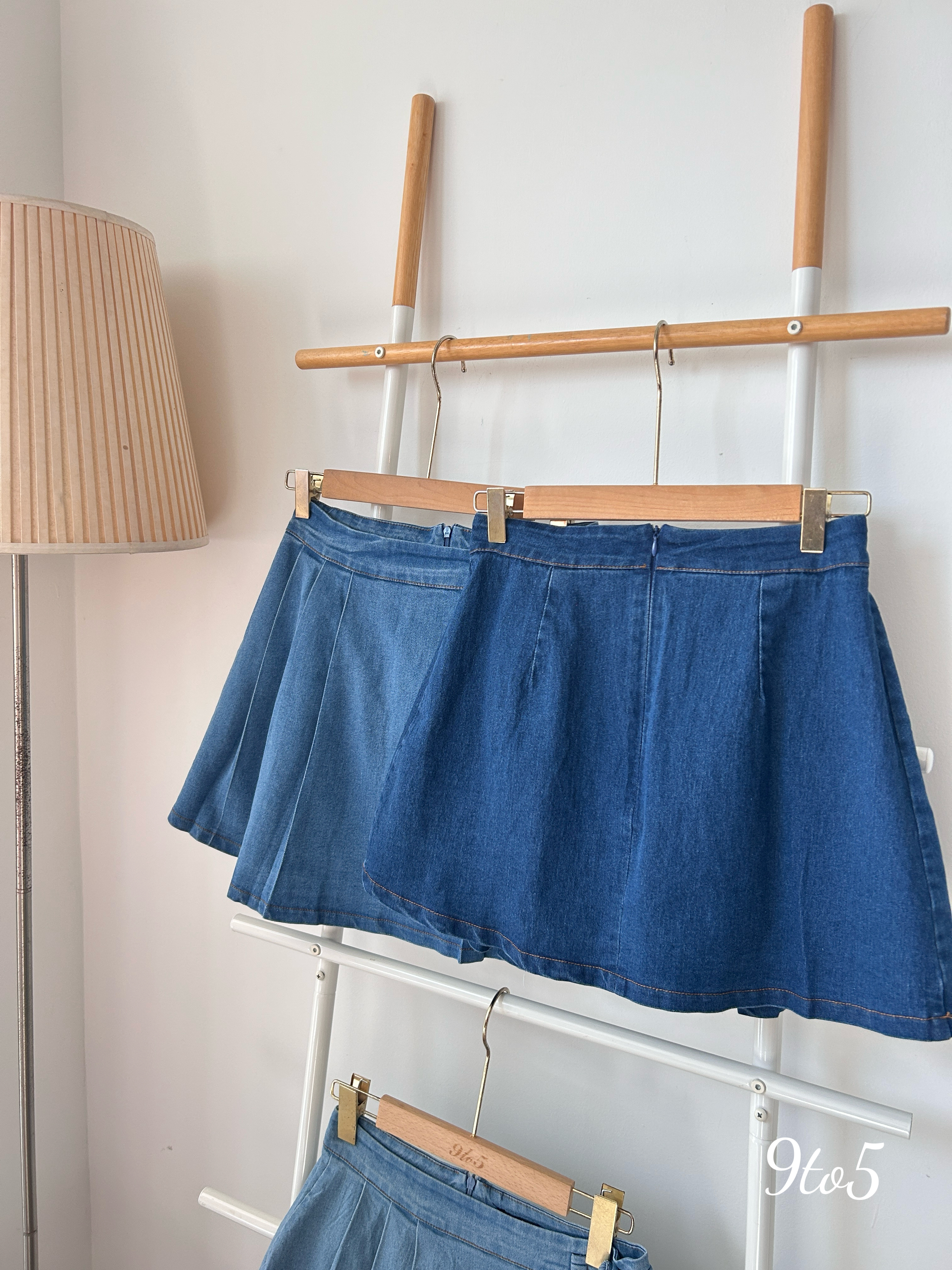 S1773 Denim Pleated Skirt - 3 Colors