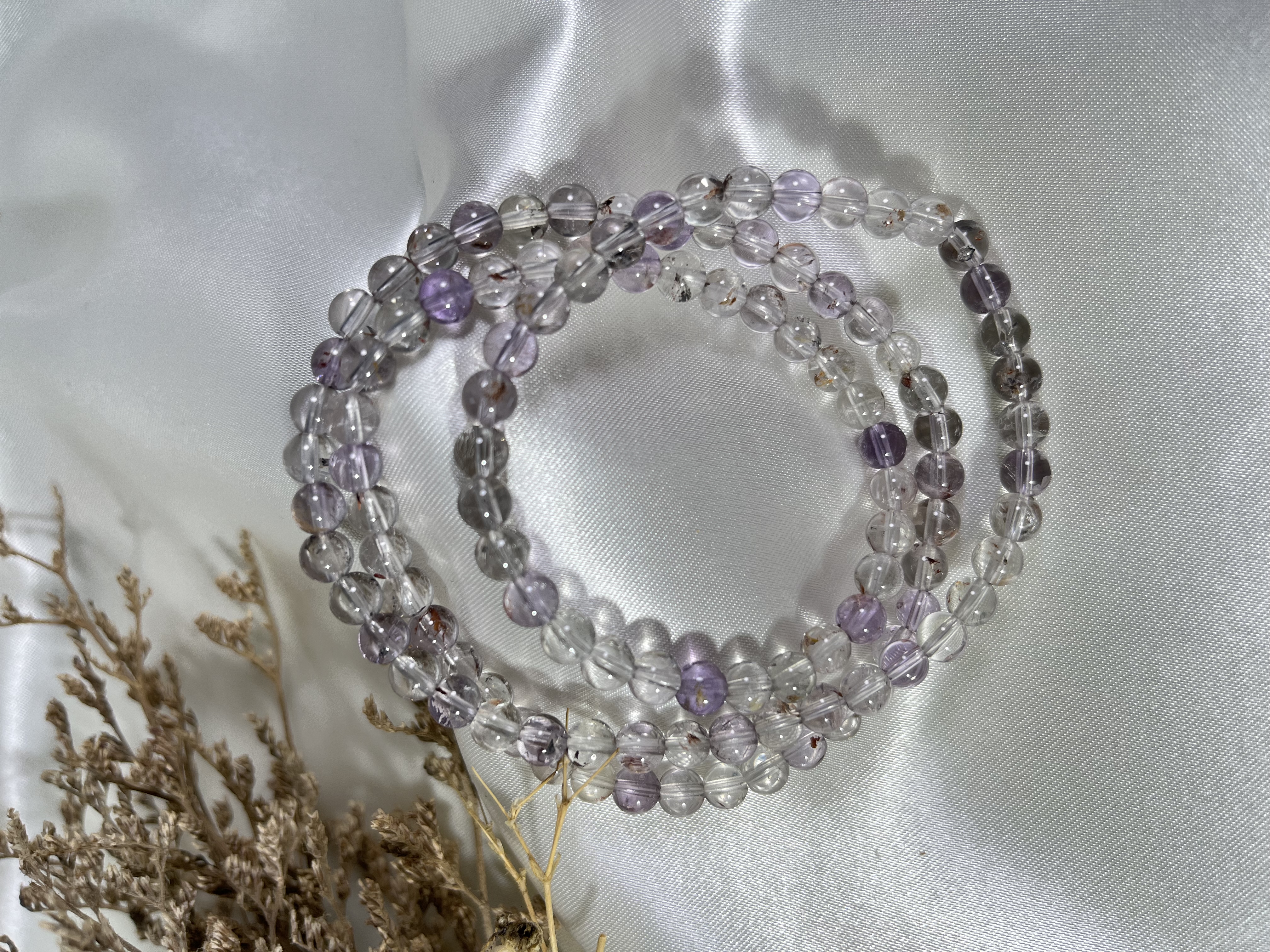 紫骸骨三圈（閃靈鑽與極光共生石）5mm+