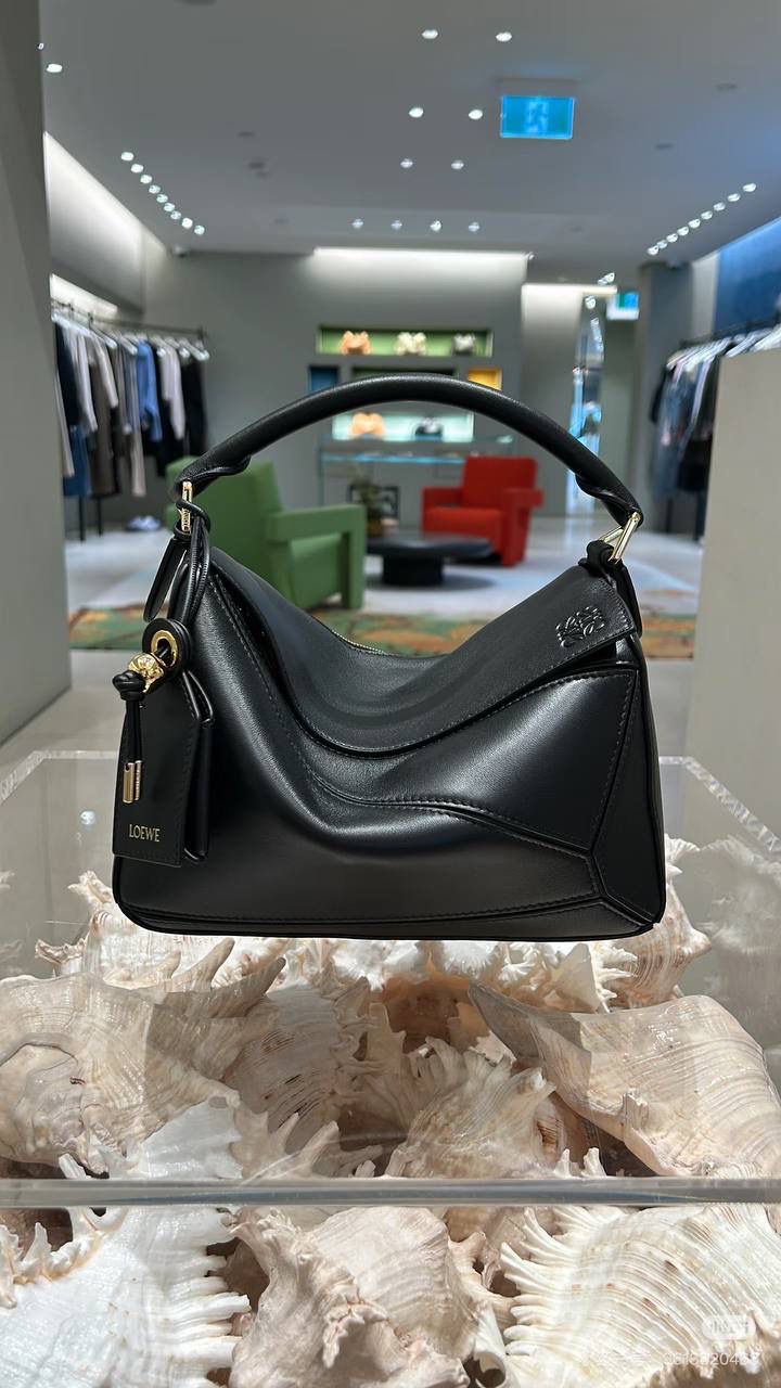 Loewe 罗意威 Puzzle 黑色皮革手提包