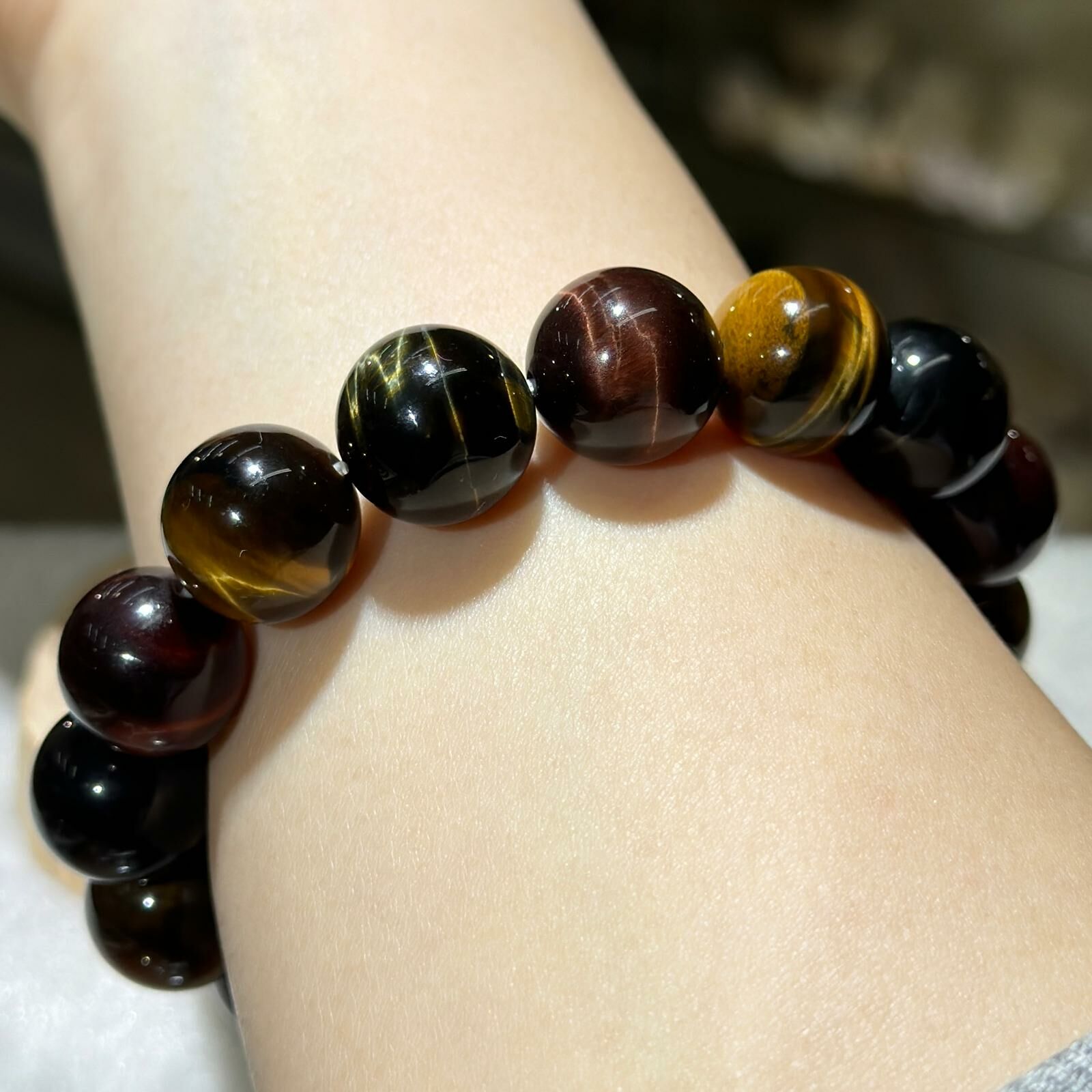 大m 高品💫三色虎眼手串 14 mm +/-