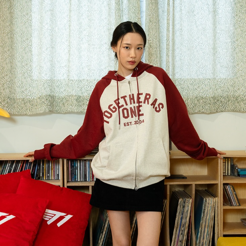 [T1 x Essential] TOGETHER AS ONE HOODED ZIP-UP