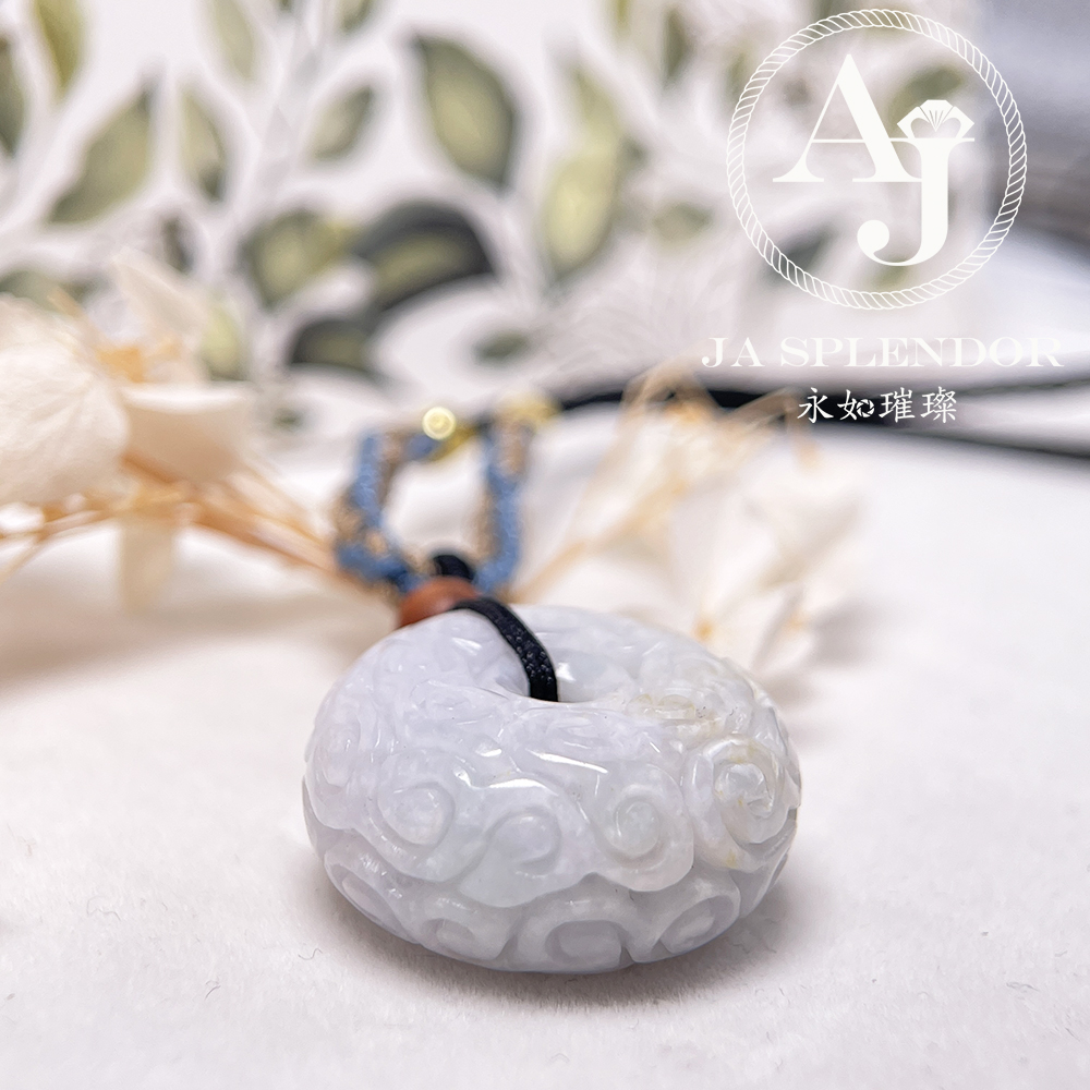 JN-3299 天然翡翠A玉 復古回紋順利招財黃翡精工雕刻平安扣