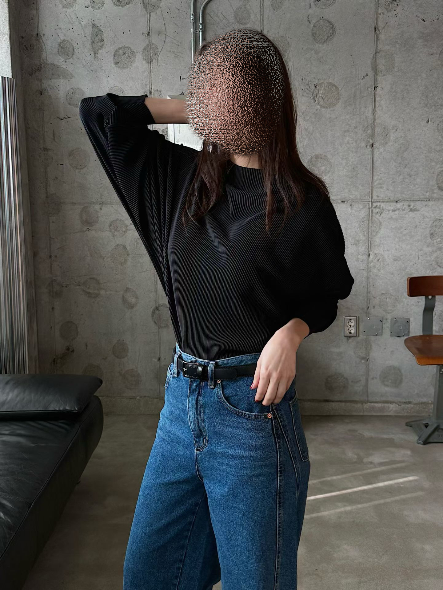 Elegant dolman sleeve ribbed top