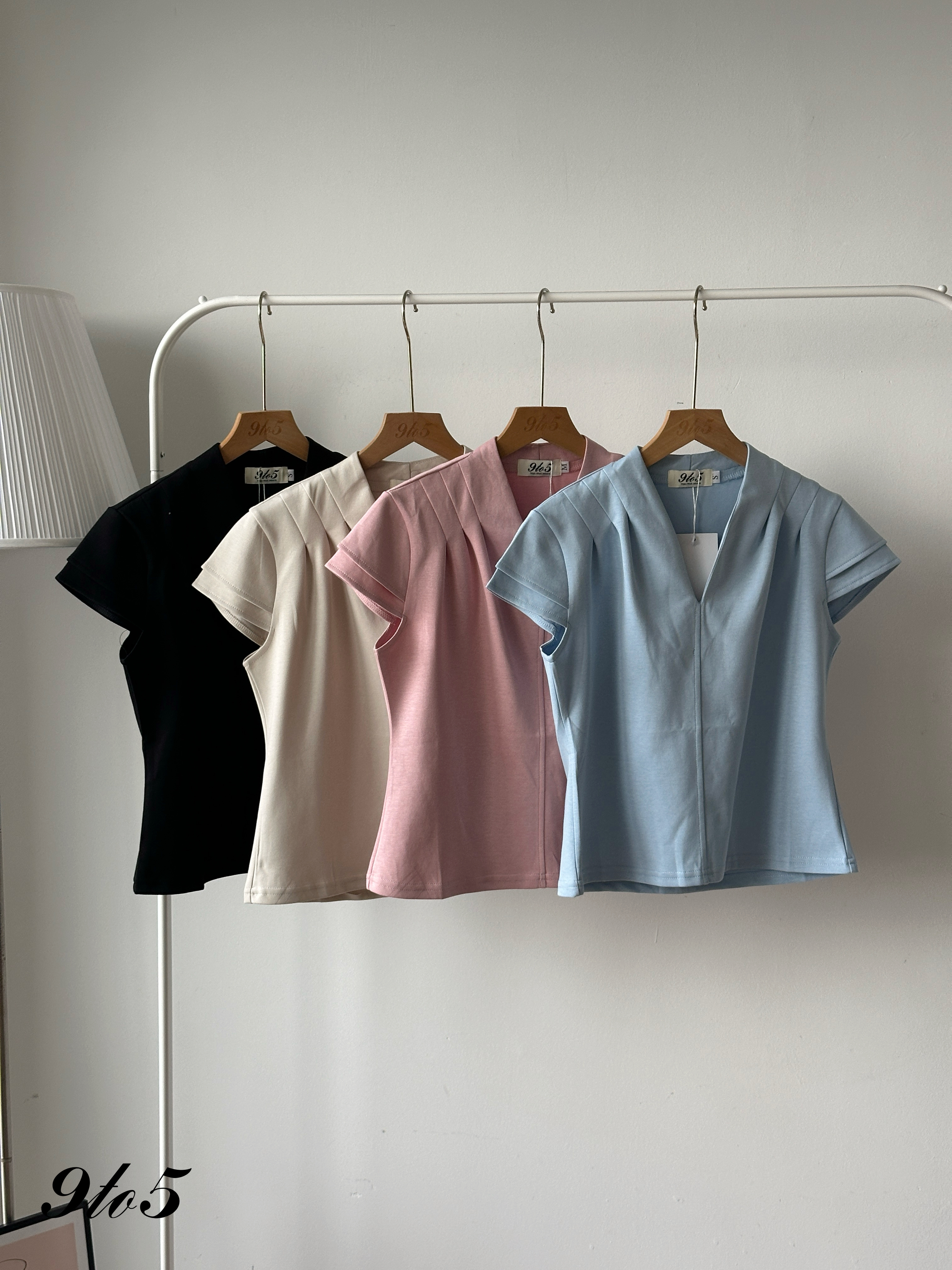 T4287 V Neck Ruched Top - 4 Colors 