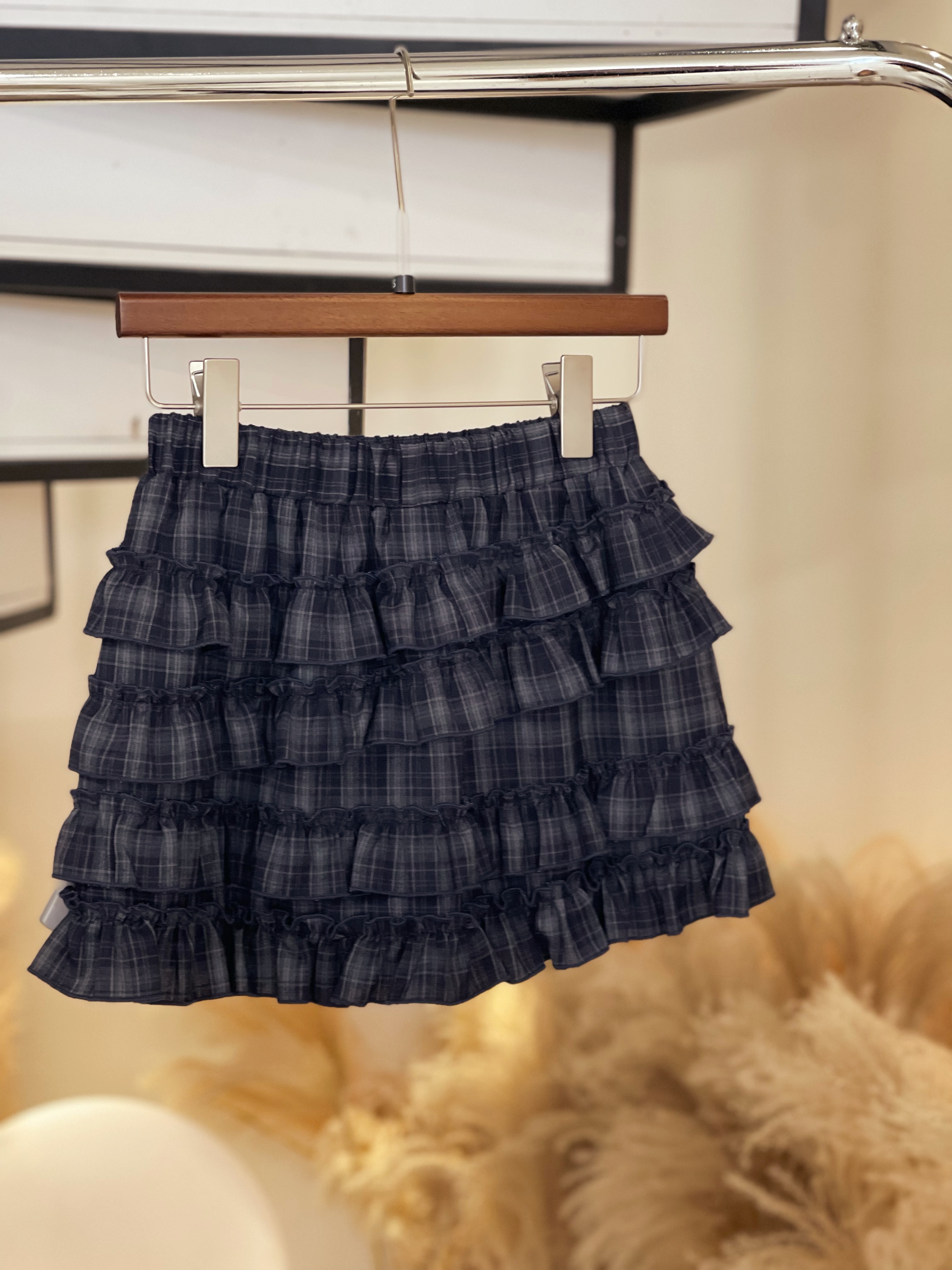 806316格子蛋糕短裙