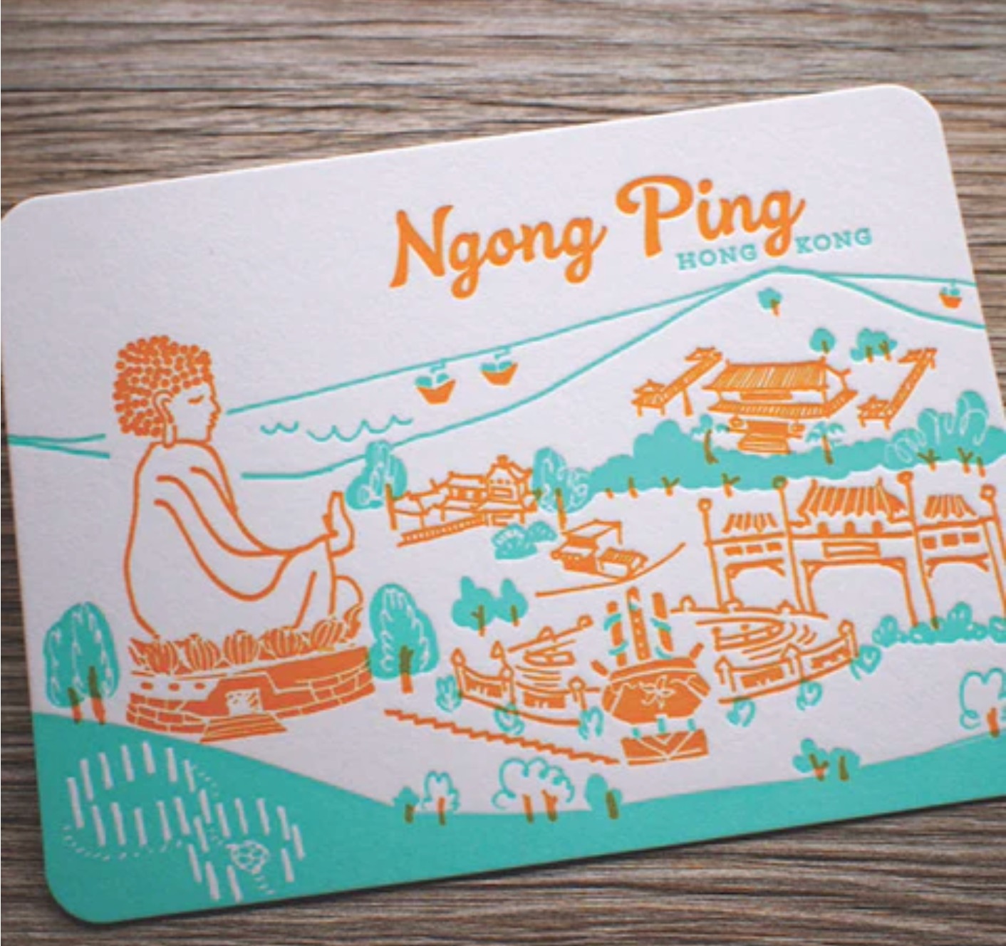 DITTO DITTO Ngong Ping - letterpress postcard