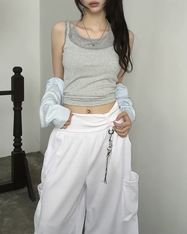 Folded Waist Wide Leg Cargos
