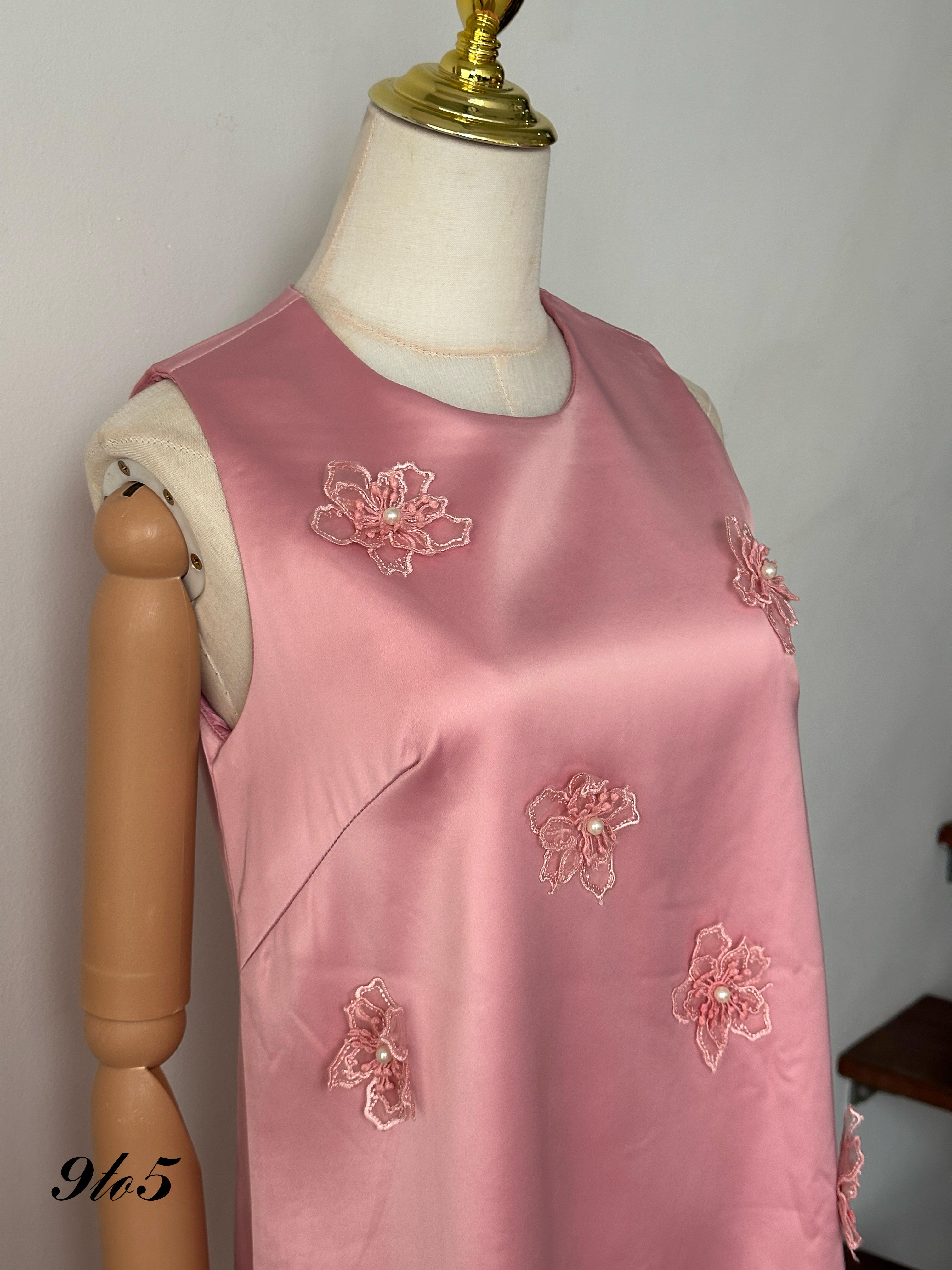 D2325 Satin Floral Dress - 3 Colors