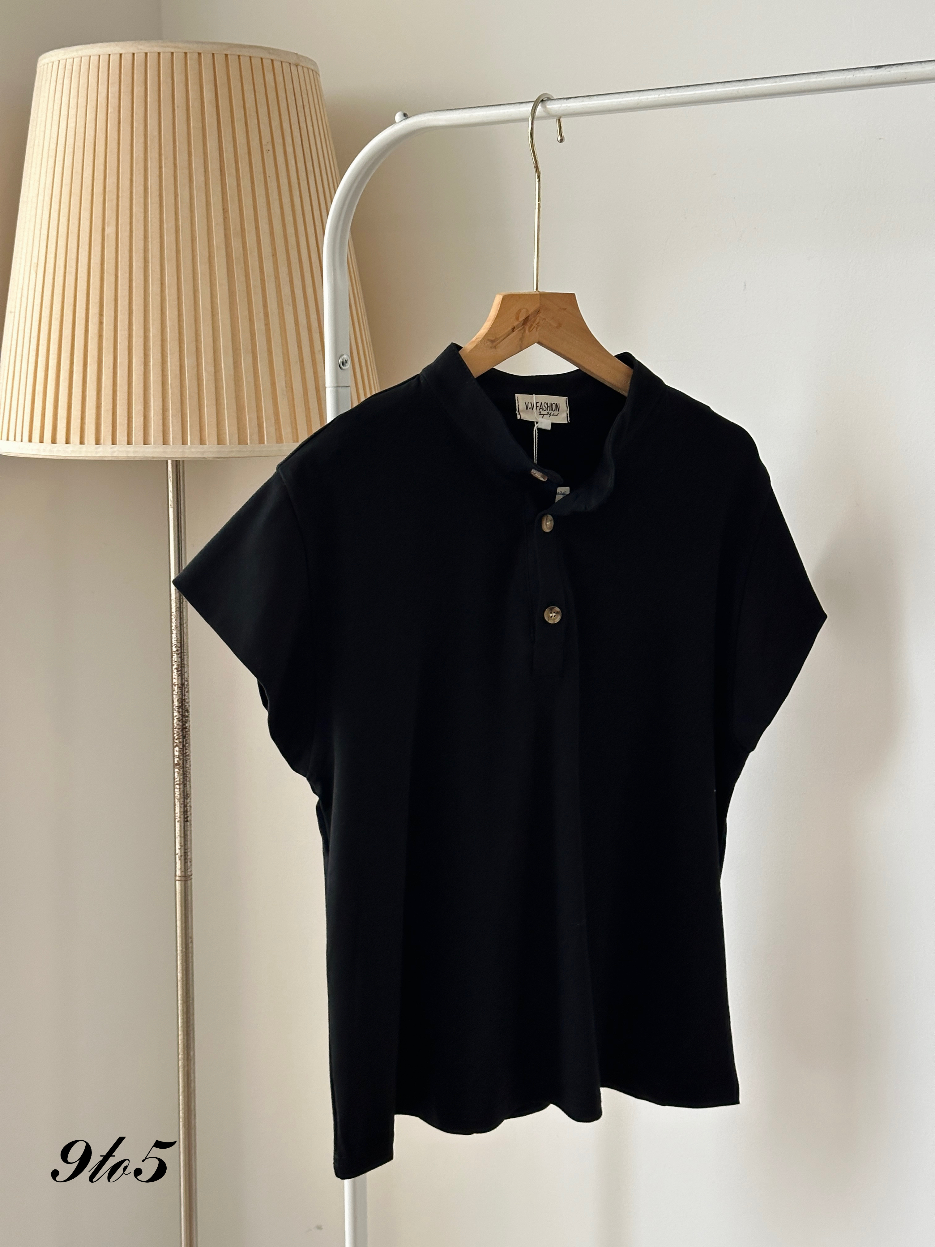 T3899 Band Collar Top - 6 Colors