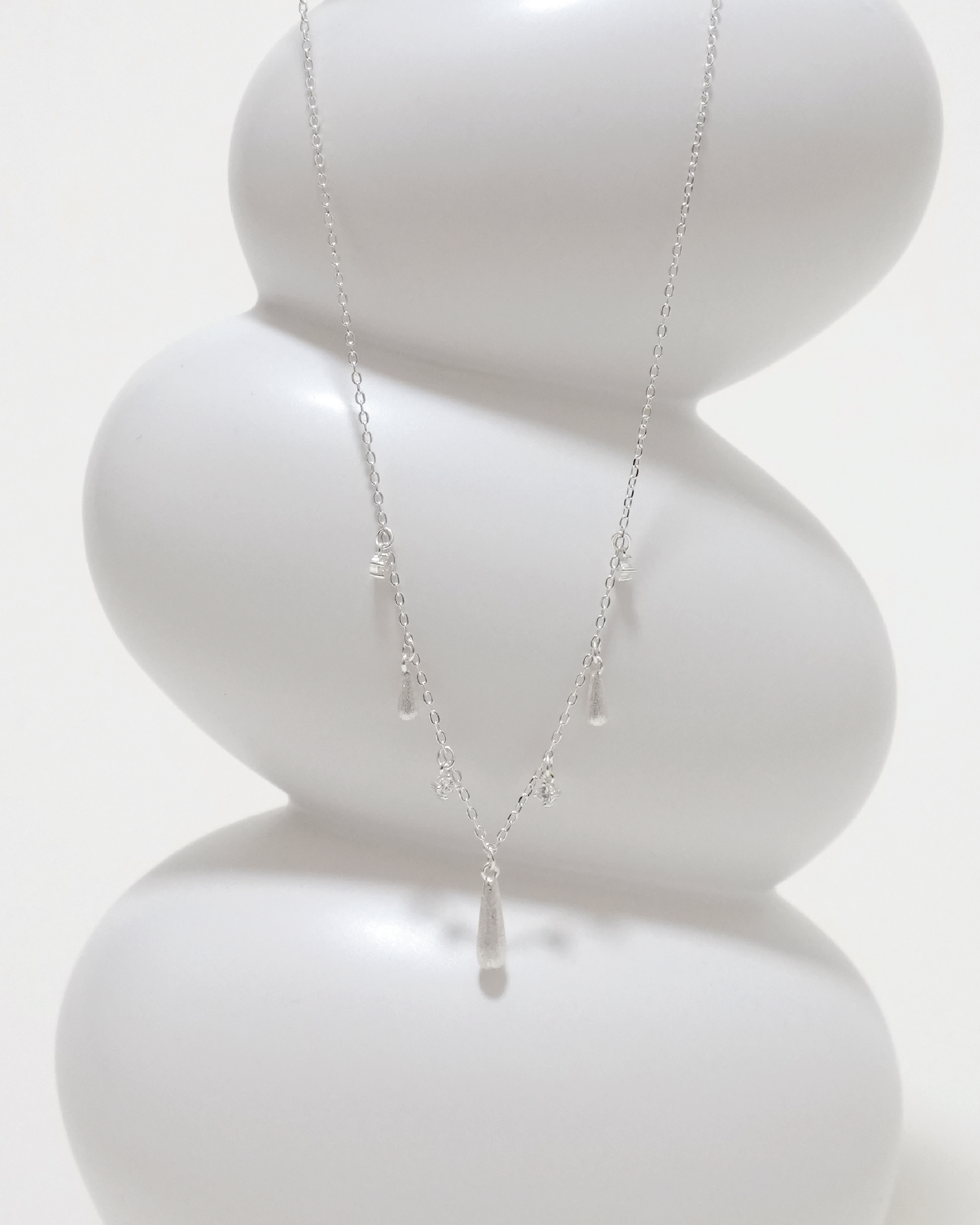Zirconia Silver Drop Necklace