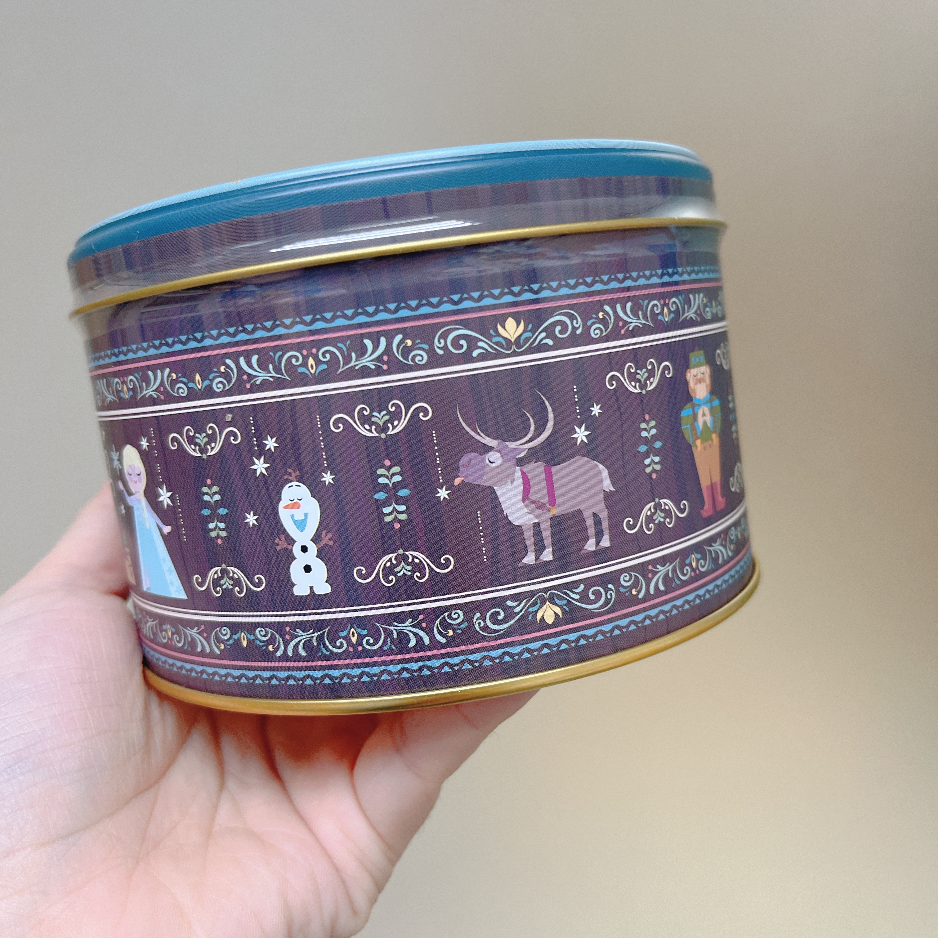 日本現貨/預訂📍東京迪士尼冰雪奇緣圖案圓形鐵盒餅乾