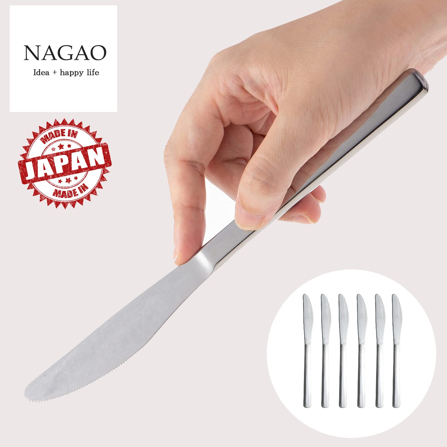 🔥🔥【日本製《NAGAO》燕三条製不鏽鋼餐具】餐刀 x 6把