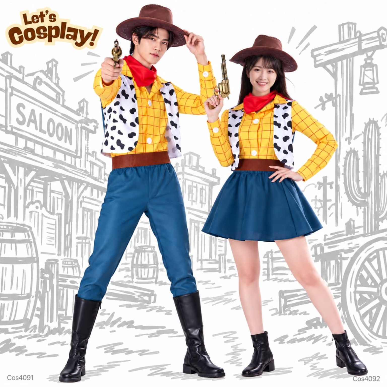 Toy Story反斗奇兵胡迪Woody主題成人女士牛仔角色扮演服裝｜香港現貨｜Lets Cosplay COS4092