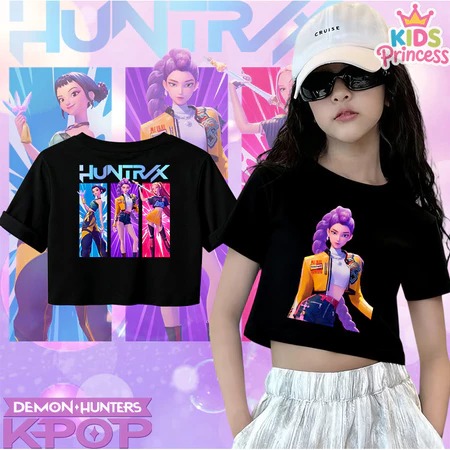 🇹🇭泰國KPOP Demon Hunters 女童短袖Tee👧｜100%純棉🌿｜角色造型｜黑白兩色🖤🤍｜100-150碼