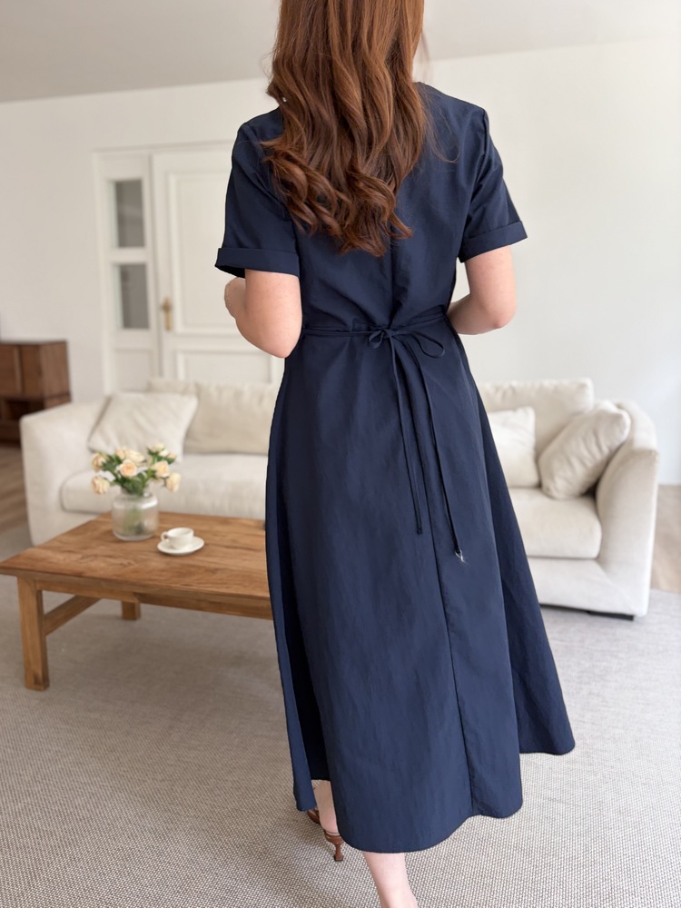 Evie Front Button Dress (Navy)