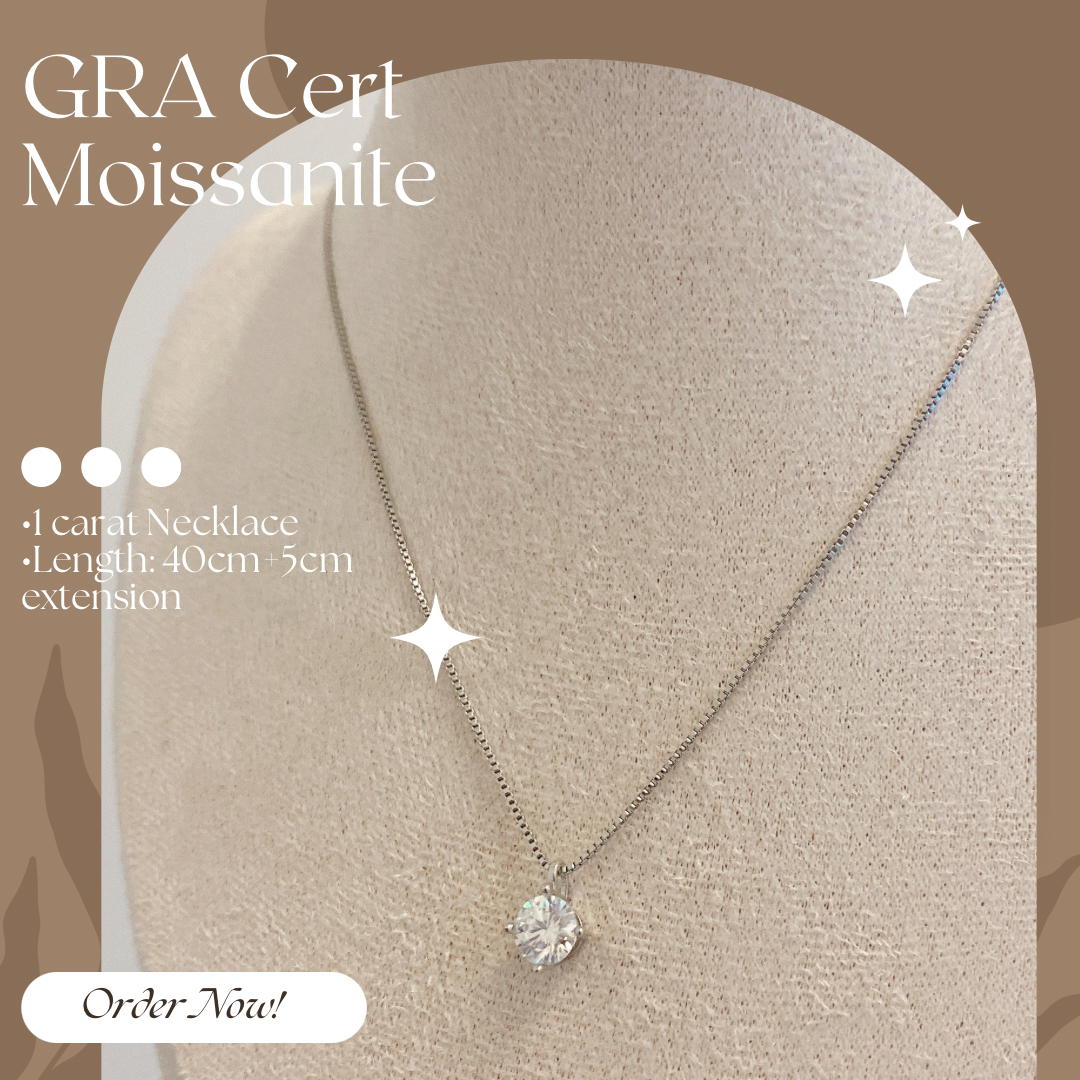 Moissanite Necklace with GRA Certification and Red Velvet Box  -  Shop Now