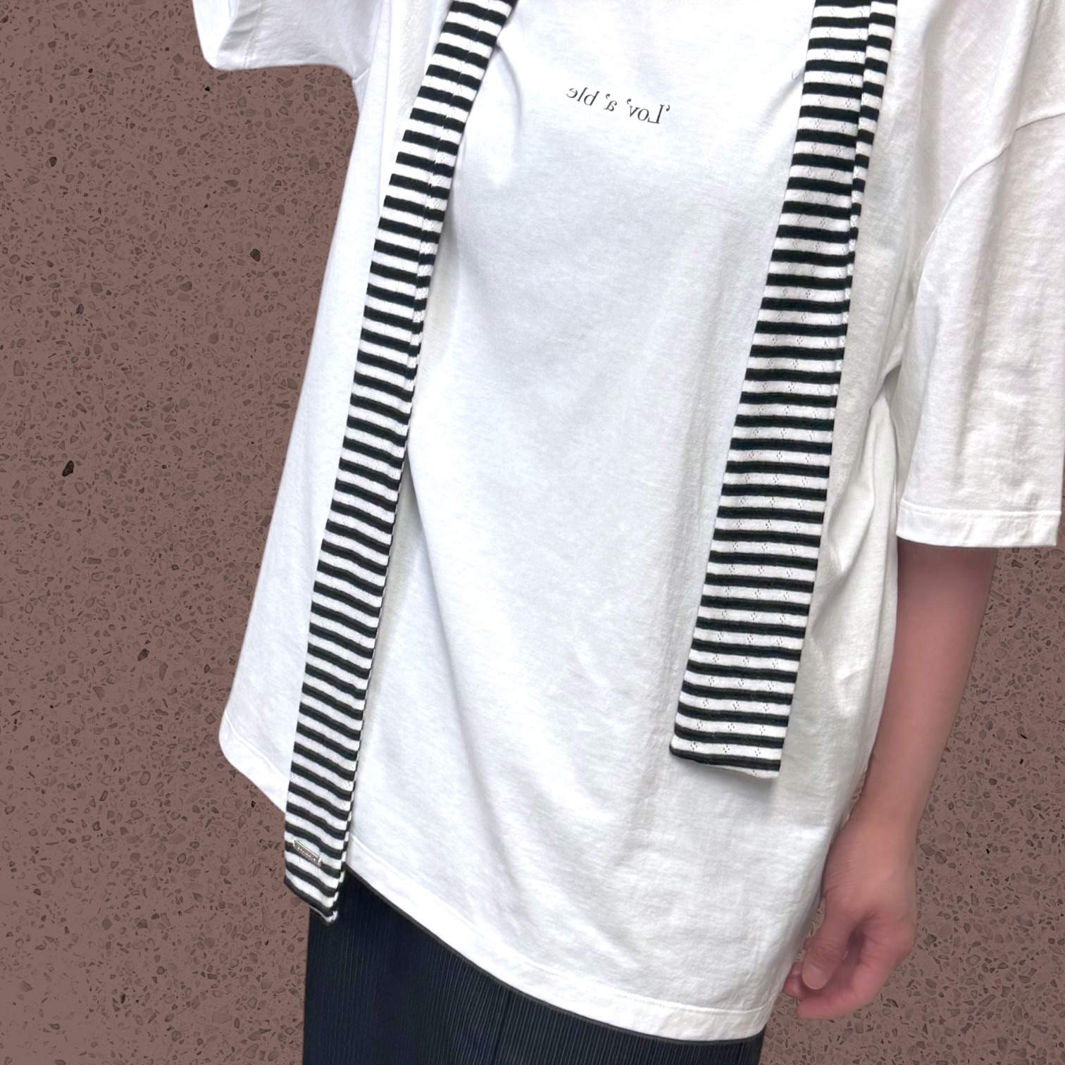 221089間條頸巾tee set