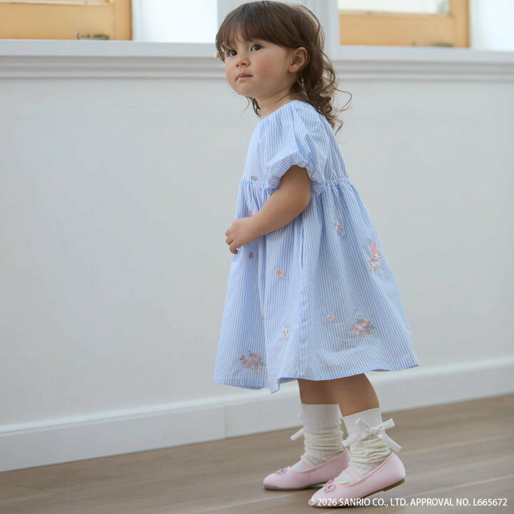 🇯🇵預訂 日本直送🇯🇵Petit Main x Sanrio系列兩色人物花卉刺繡泡泡袖連身裙