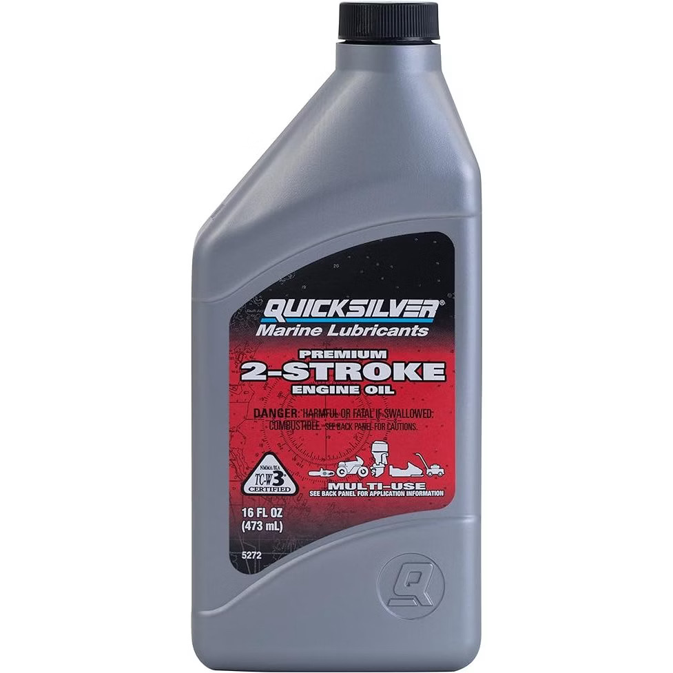 Quicksilver Marine Lubricants Outboard Premium 2-Stroke Lubricant 2T Oil TCW-3 473mL（Made In USA)