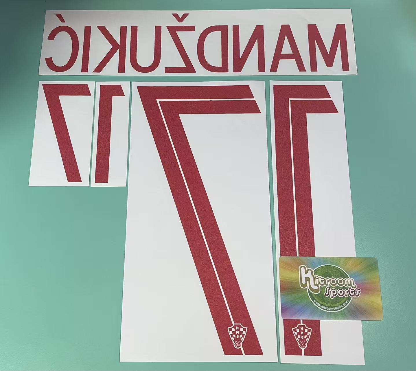 2018 Croatia Away Nameset #17 MANDZUKIC