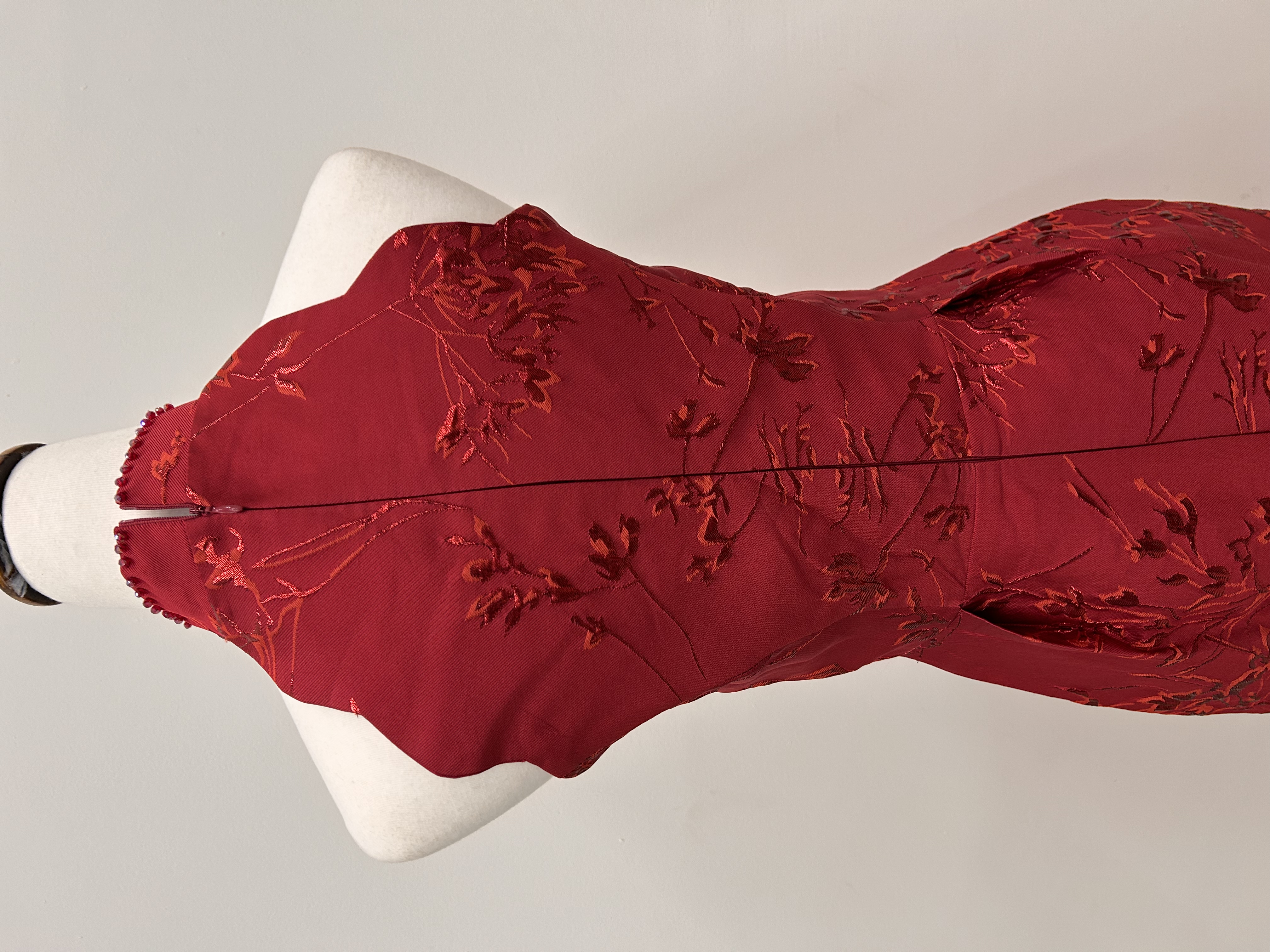 571.WB Beaded Jacquard Halter Neck Qipao