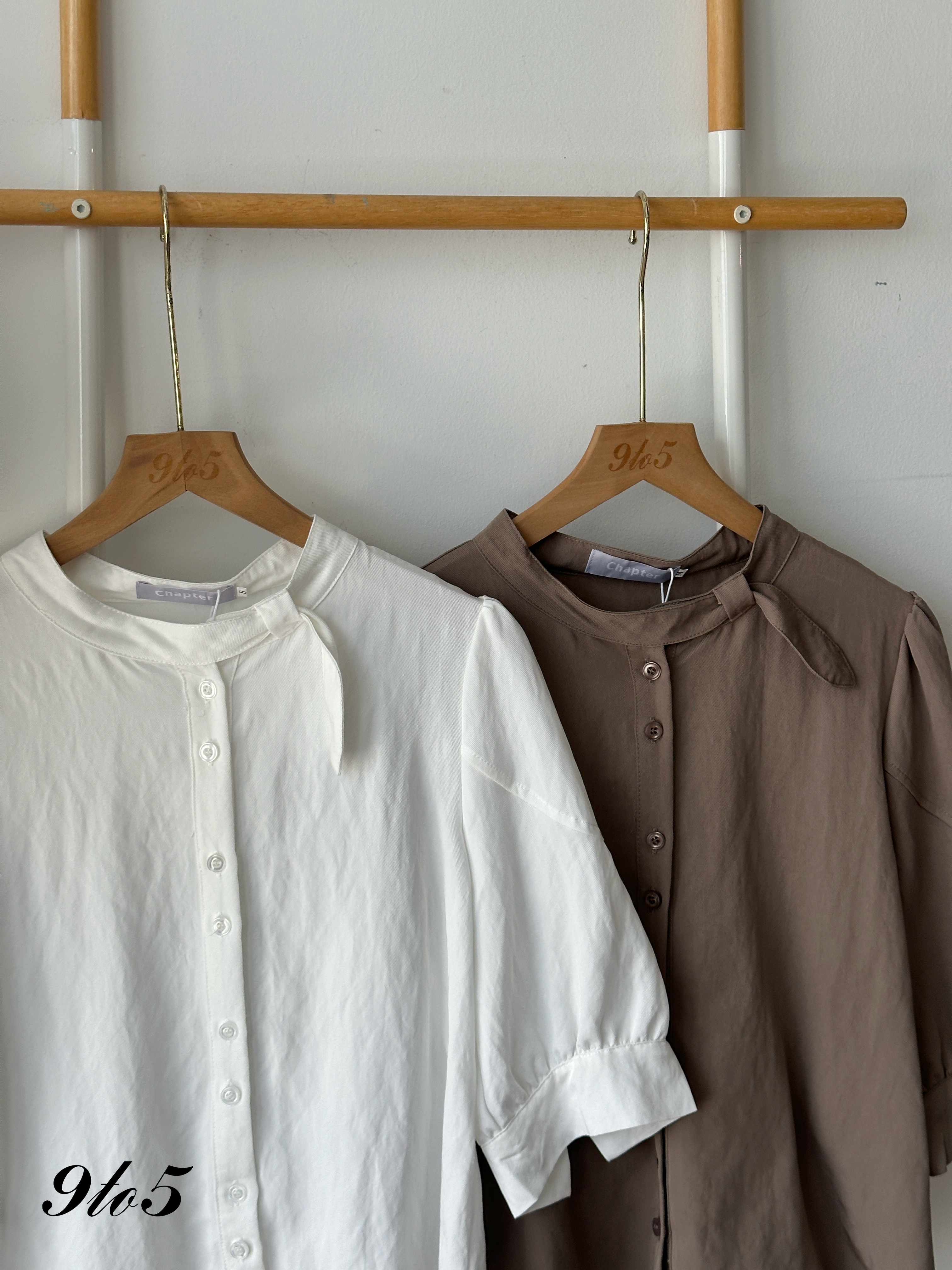 T4265 Stand Collar Half Sleeve Shirt - 3 Colors 