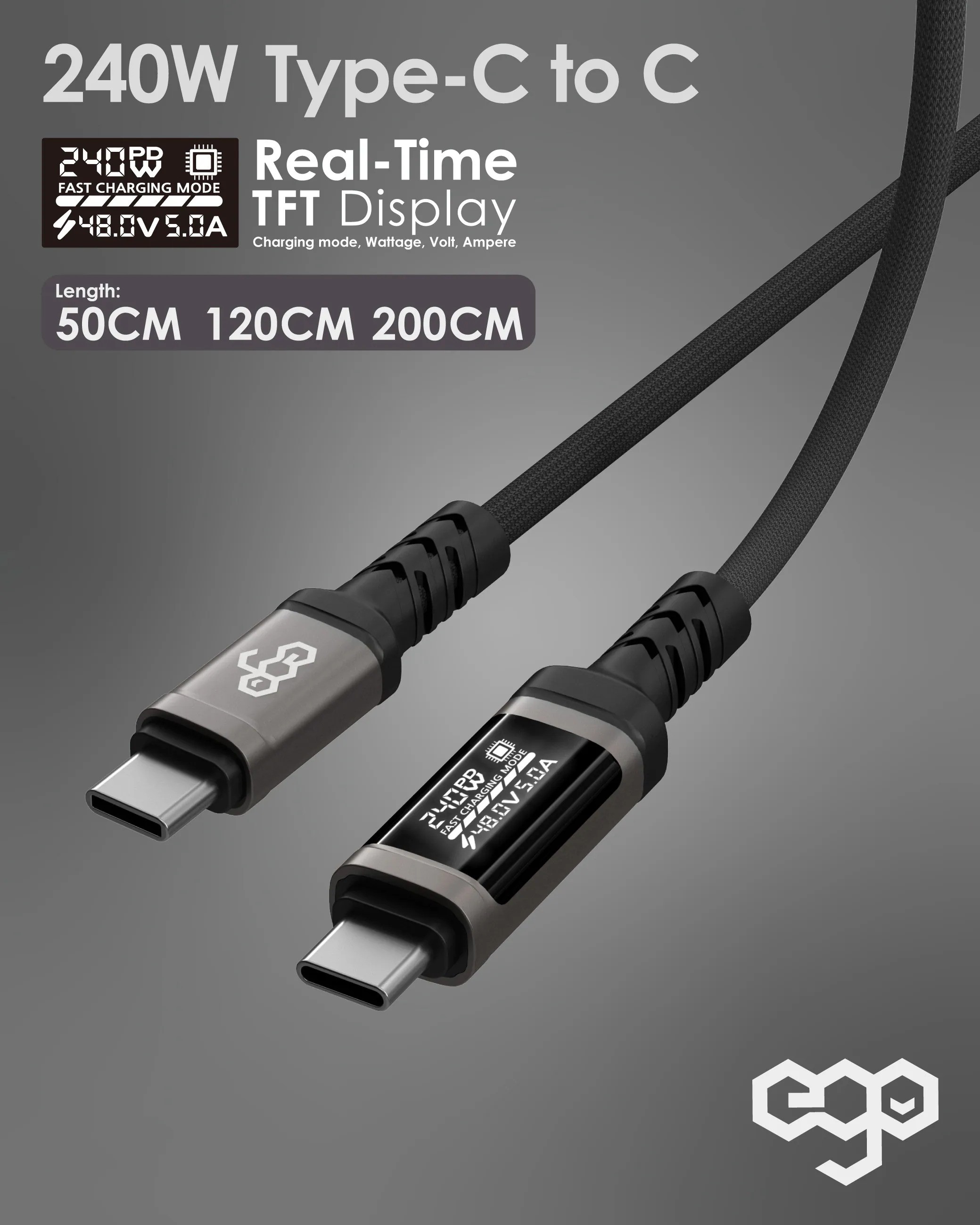 EGO WIRY MAX/MAG (雙版本選擇) 240W Type-C to C 數據線  [3種長度]