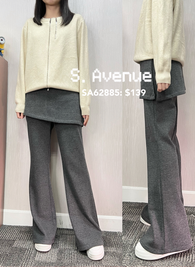 SA62885: 橡筋腰鈄腳小裙連喇叭褲