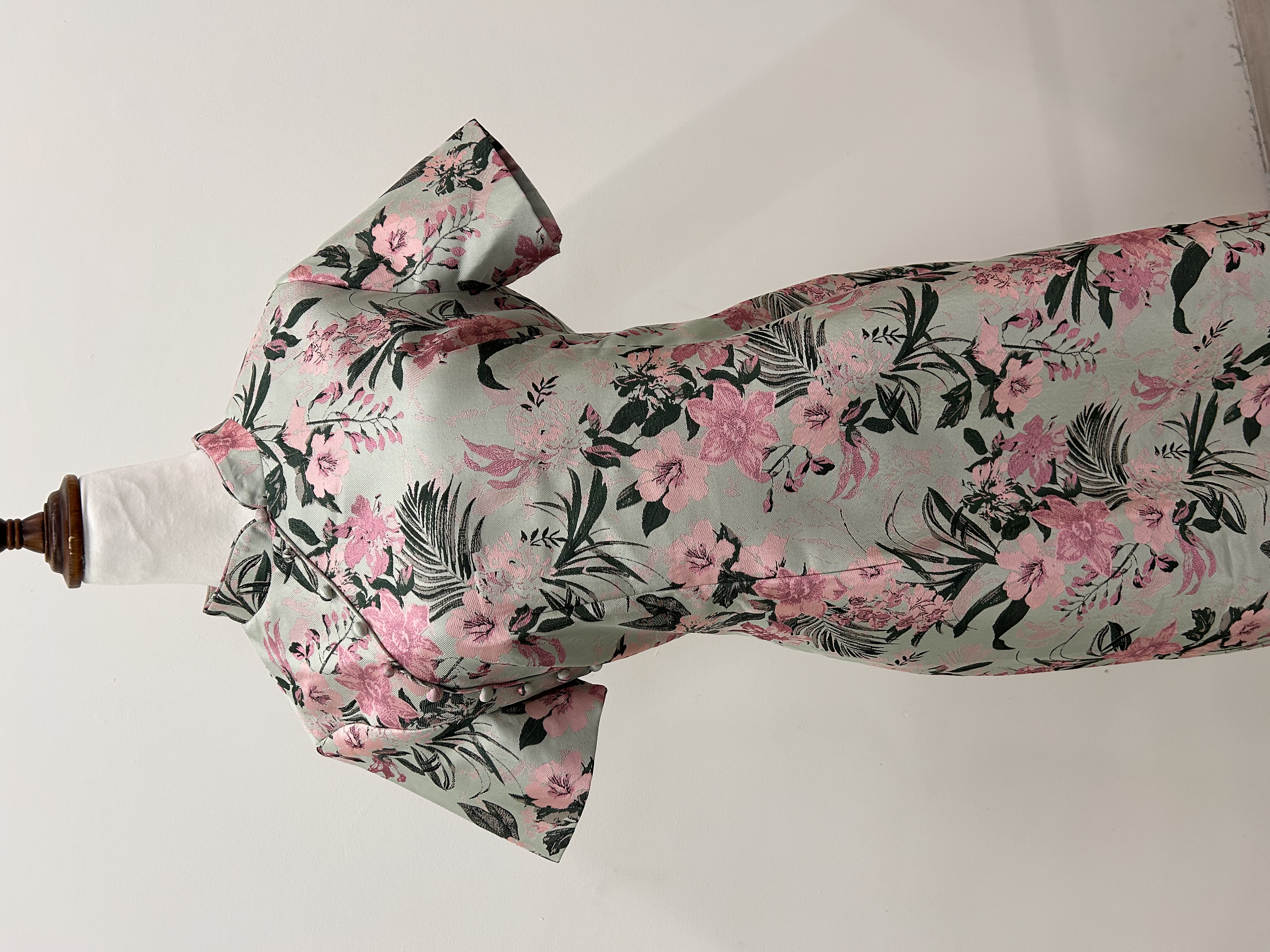 564.WB Midi Length Qipao with Sleeve -Yellow