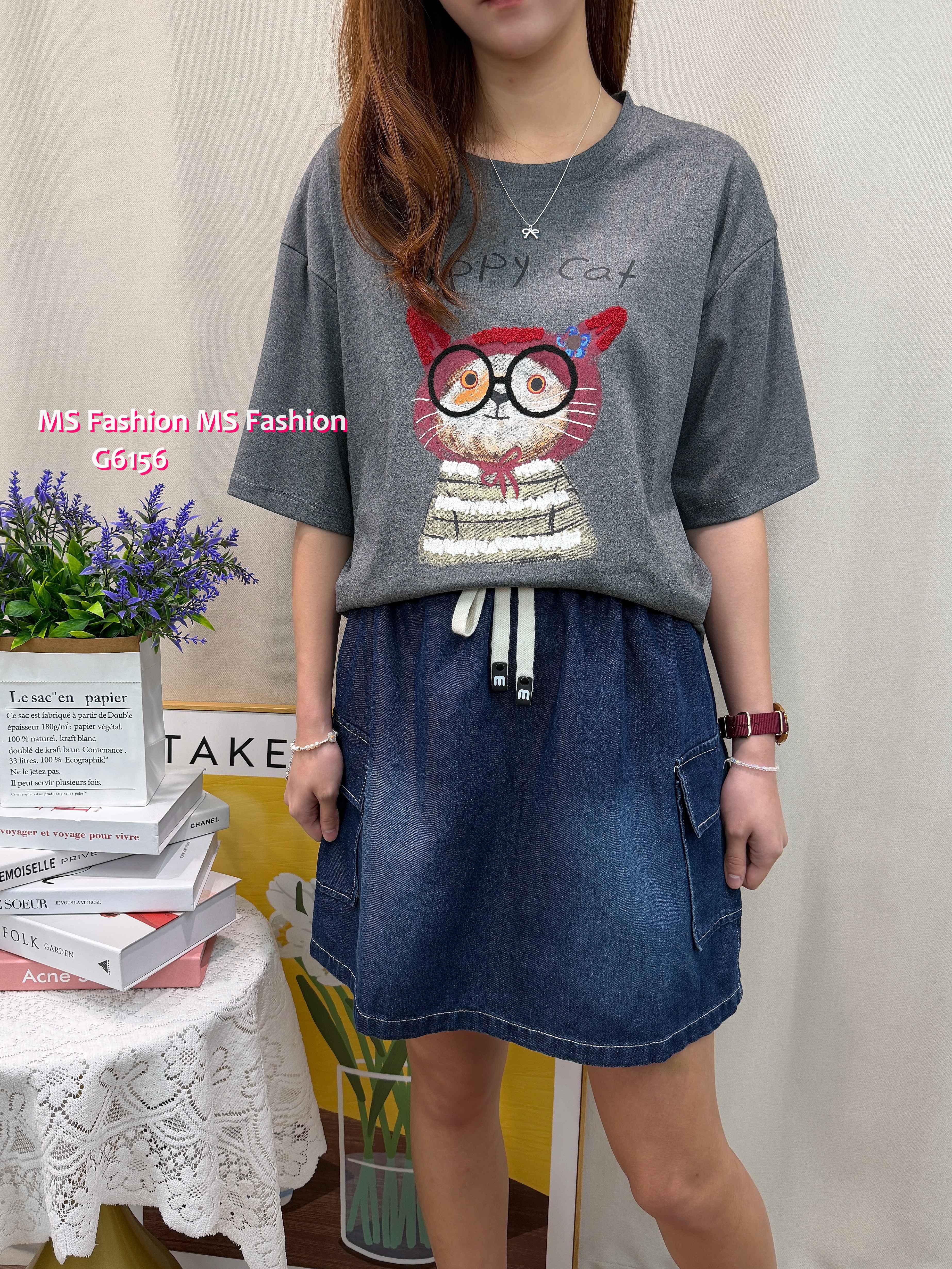 G6156 韓國🇰🇷可愛四眼貓top