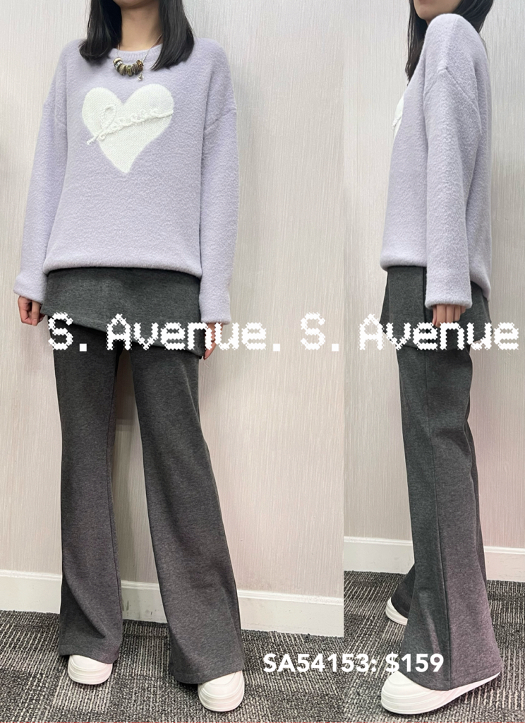 SA54153: 長袖心心圖毛軟冷top