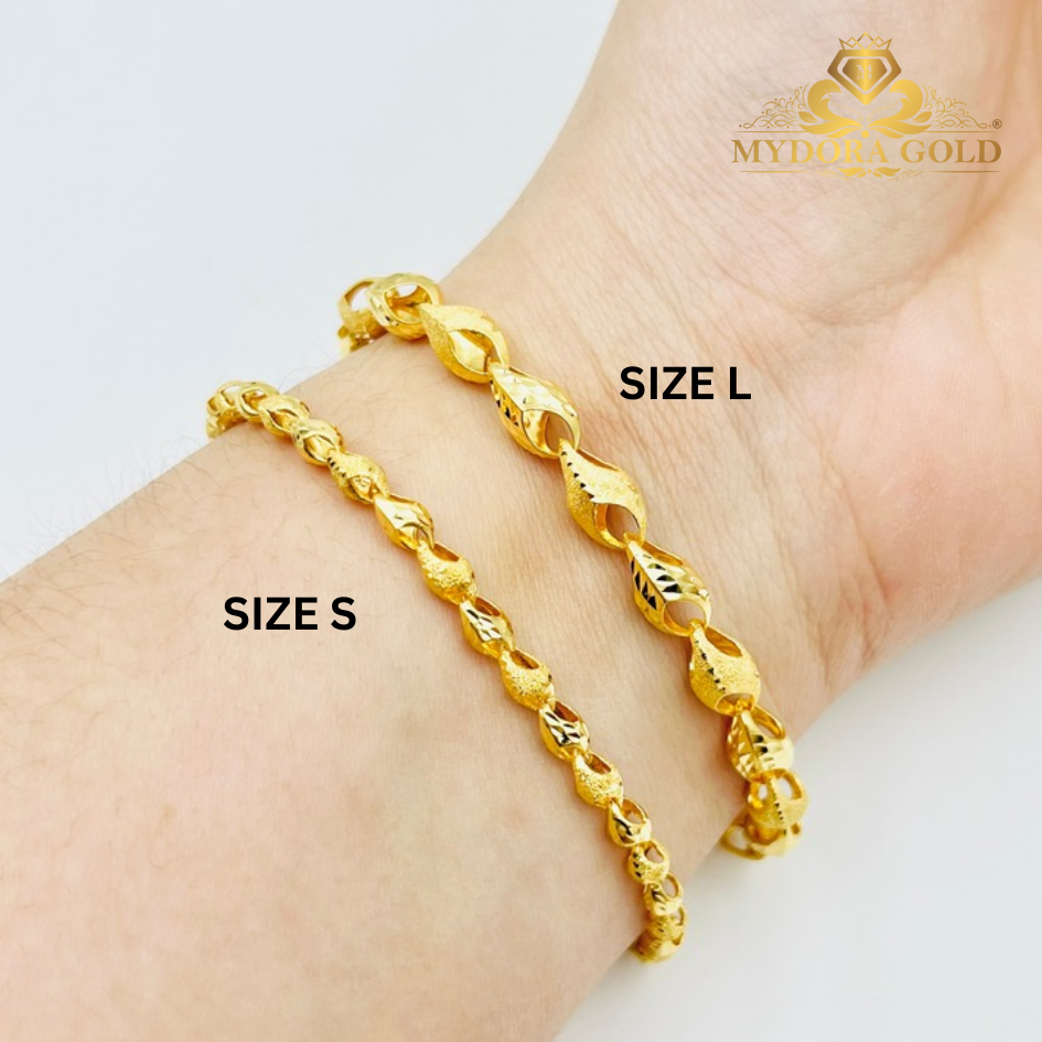 MYDORA Rantai Tangan Siput Pahat Pasir l EMAS 916/22K