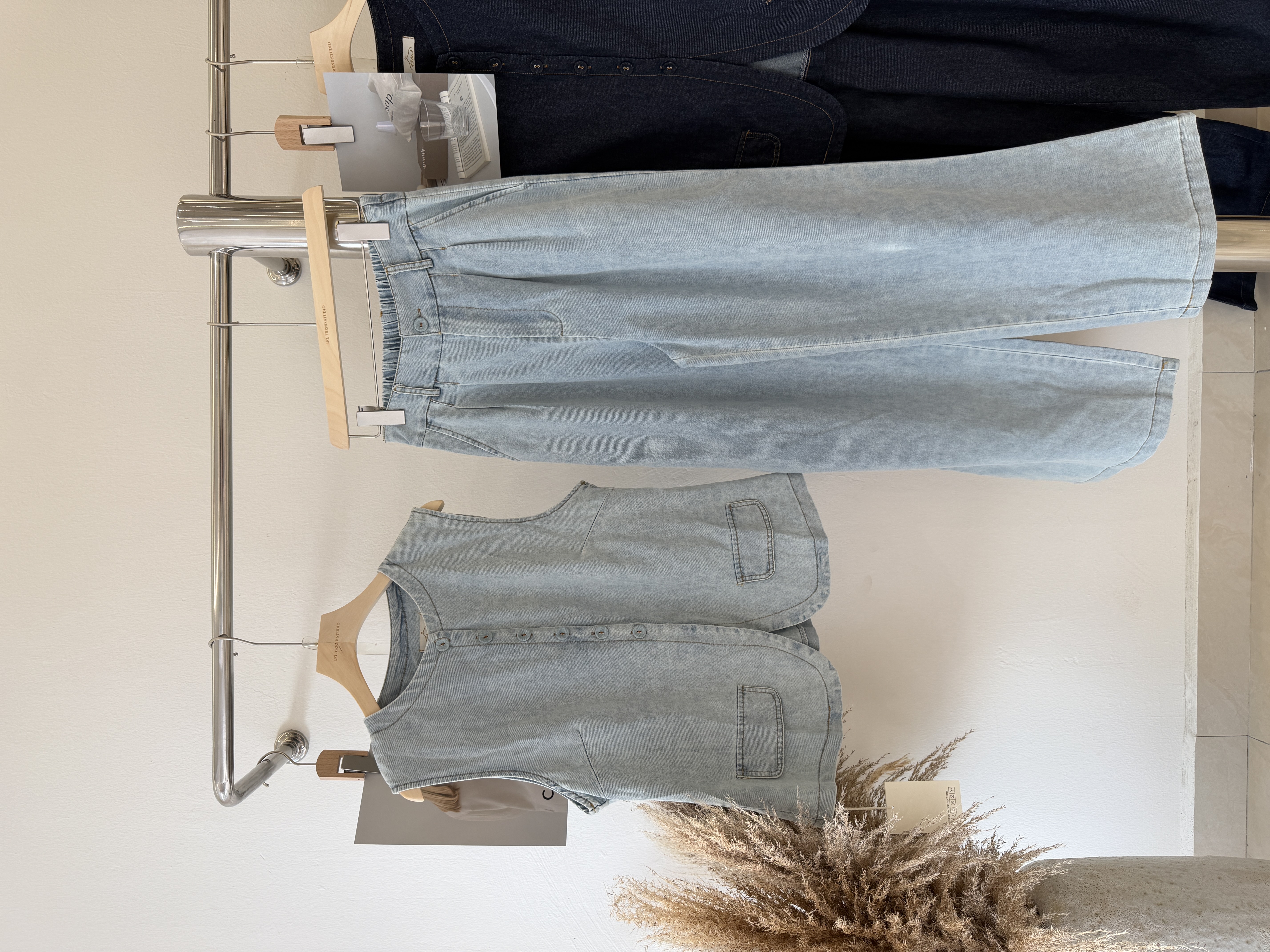 6518 老钱风气质牛仔套装