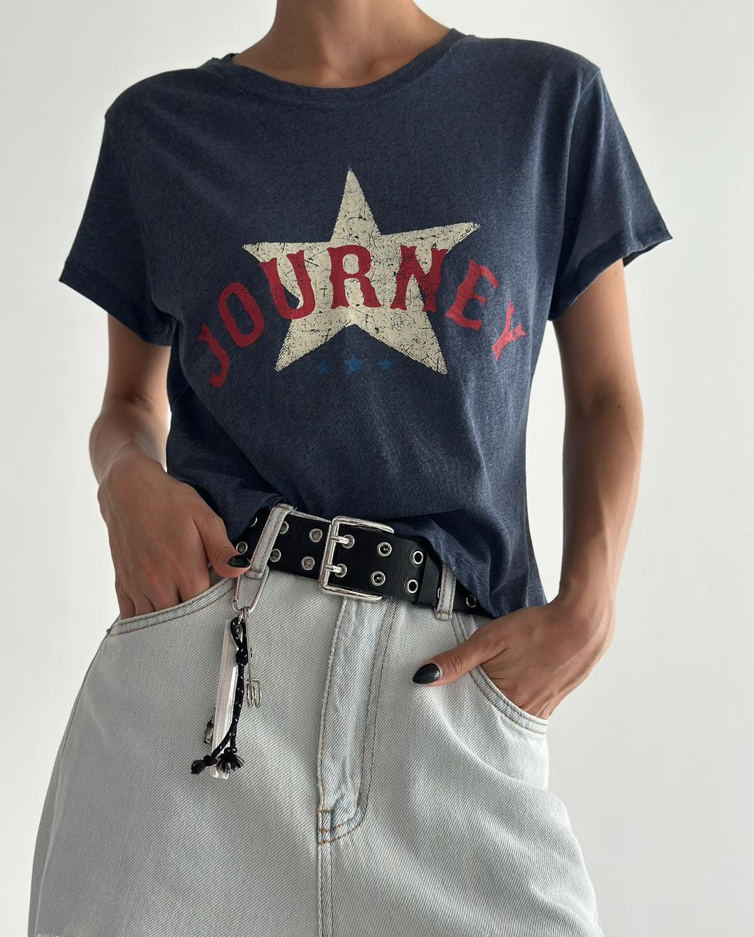 星星印花短裝tee