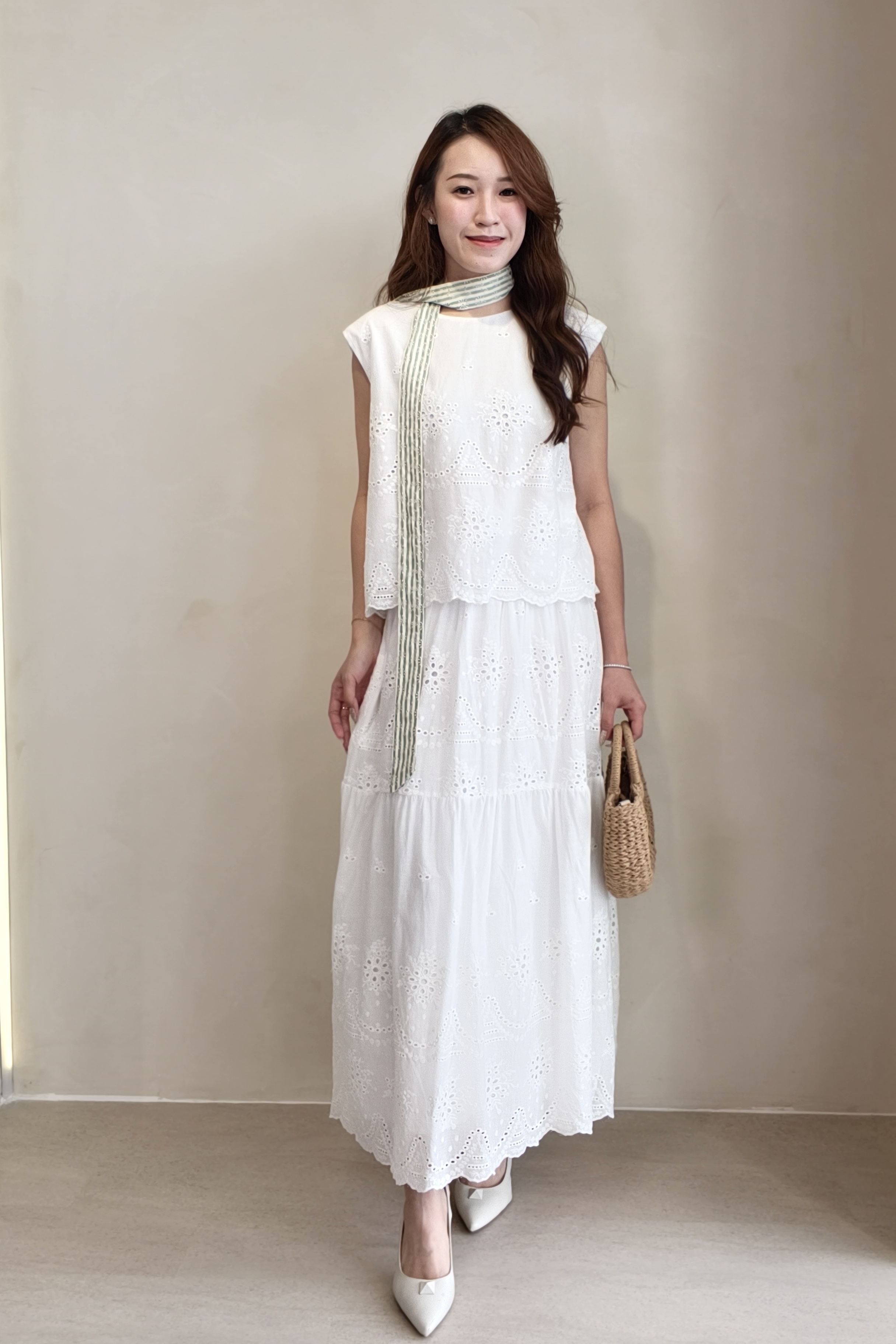 2080BS Celeste Noir Embroidered Tiered Maxi Skirt
