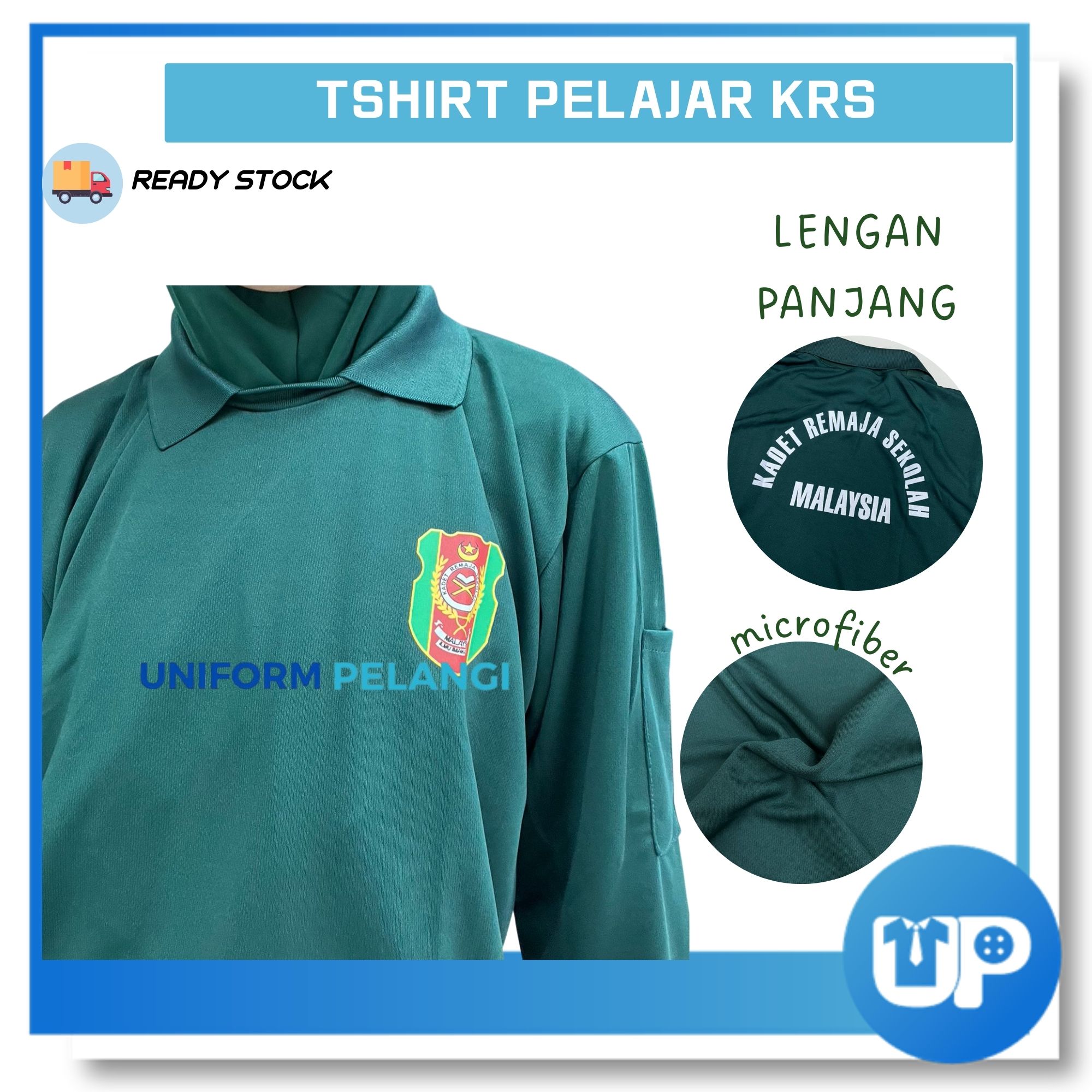 KRS Tshirt New Design Lengan Panjang Microfiber Short Sleeves Kadet Remaja Sekolah Kokurikulum