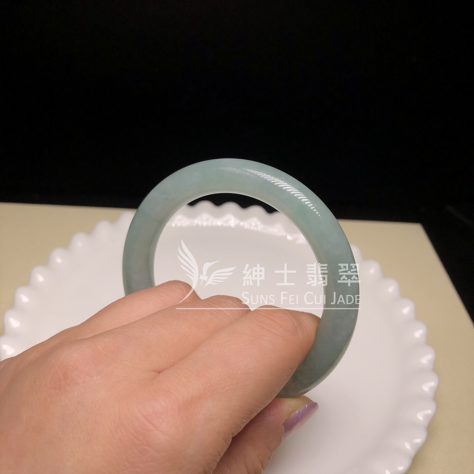 大馬坎水石淡綠福鐲52.4  C06268
