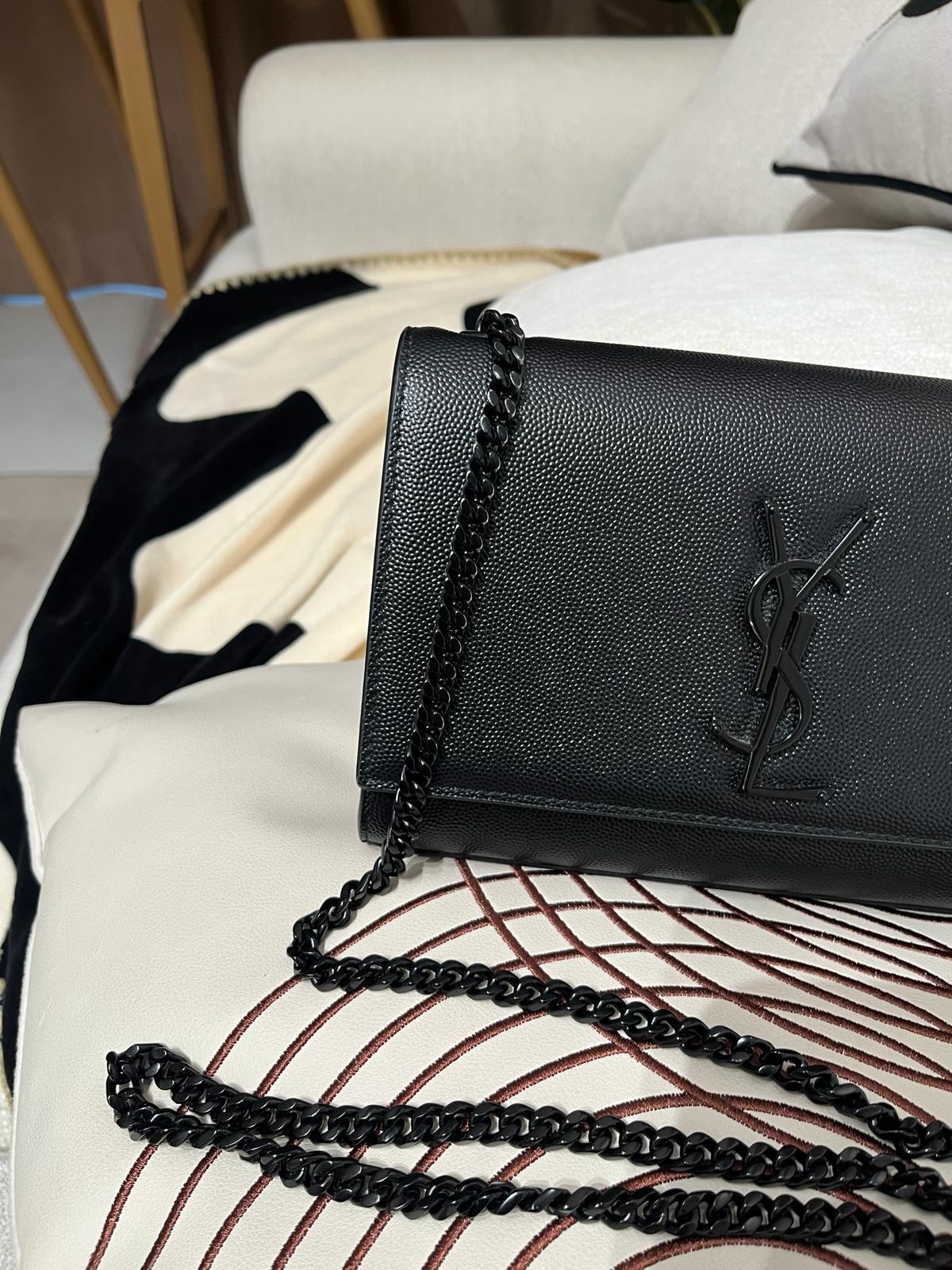 SAINT LAURENT Kate small  Black Caviar flap so black 20cm YSL FLAP 100%Authentic, 99%new  ✅Certificate ✅dust bag 