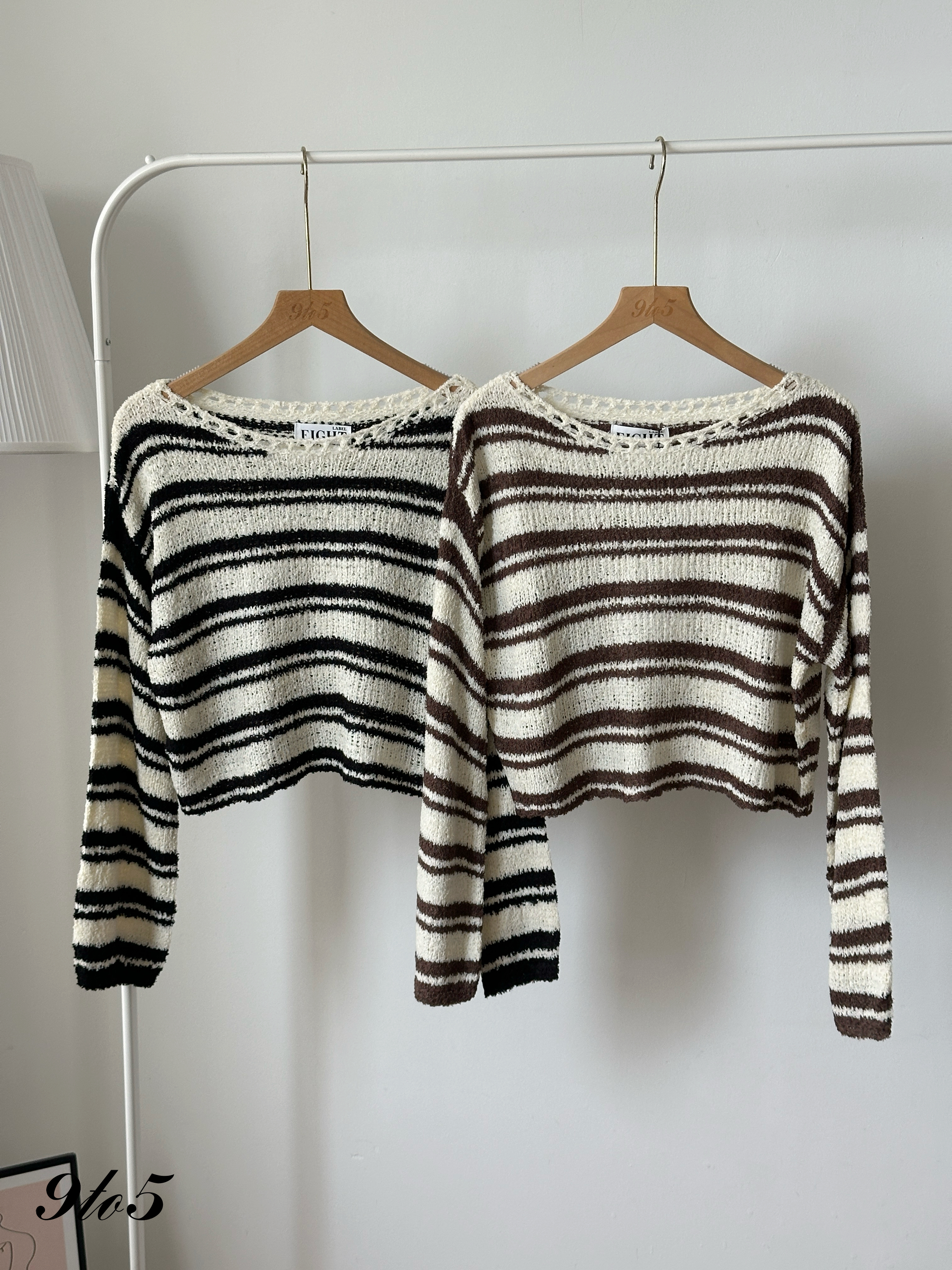 T4425 Long Sleeve Striped Knit Sweater- 4 Colors 