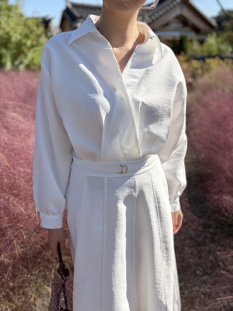 The Madeleine Belted Dress (White)