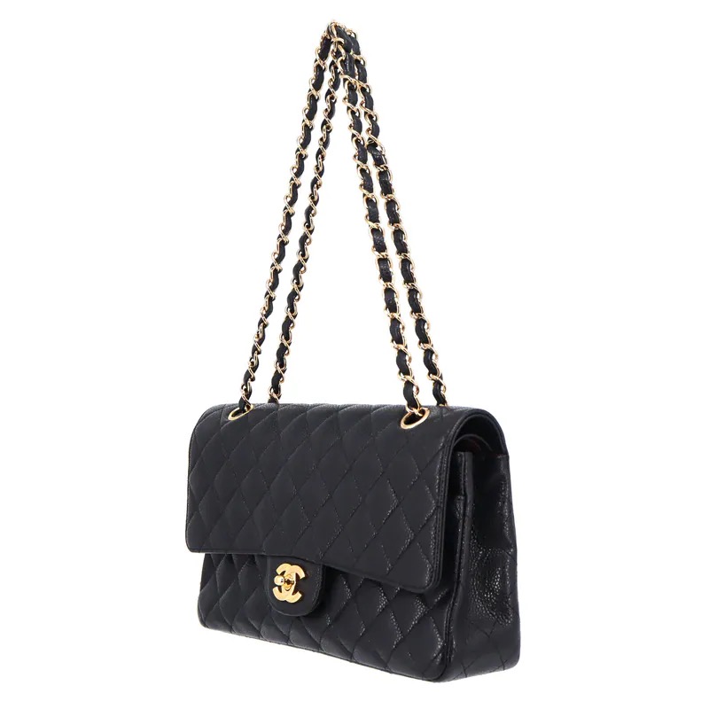 Chanel Matelasse Coco Mark Caviar Double Flap Chain Shoulder Bag