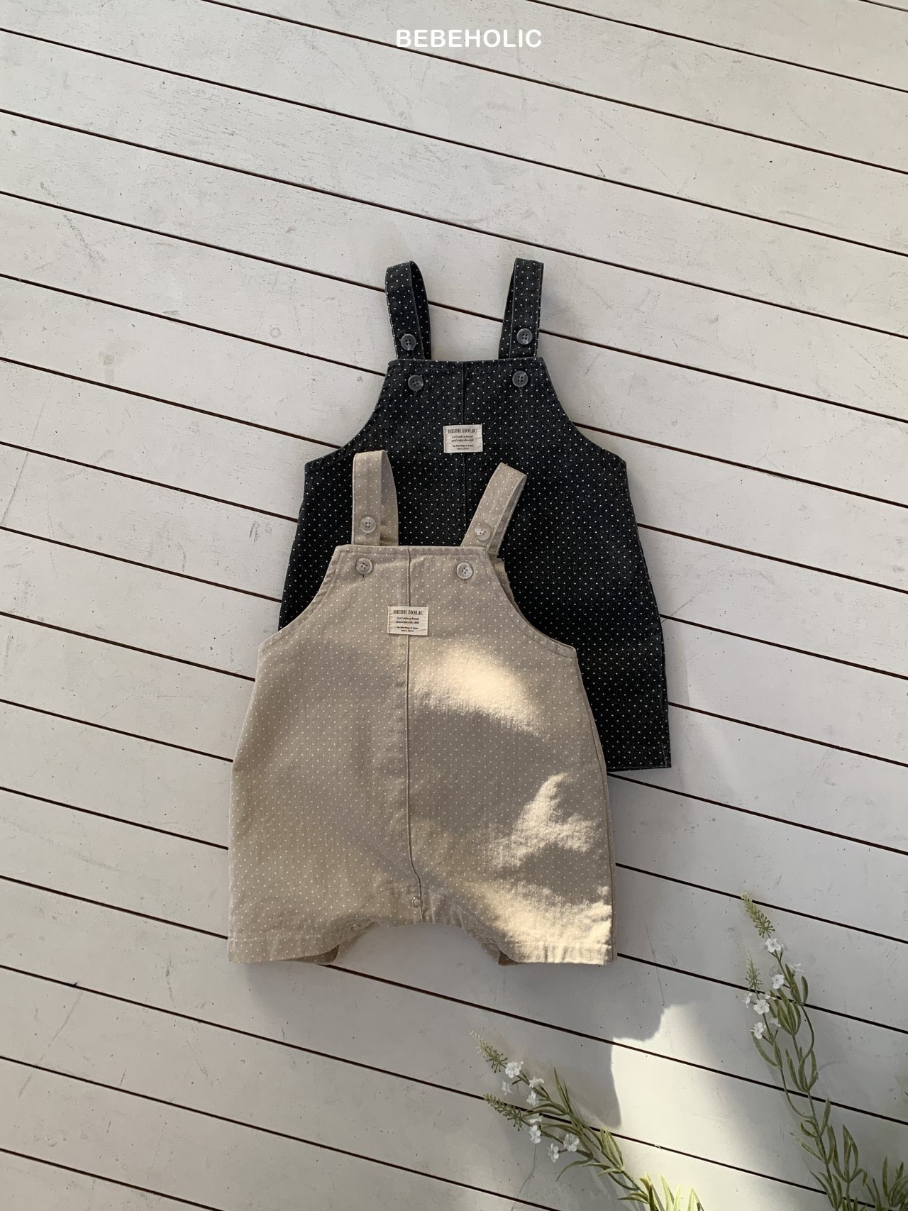 🌸預訂 韓國直送🌸🇰🇷BEBEHOLIC兩色兔耳造型波點吊帶連身褲