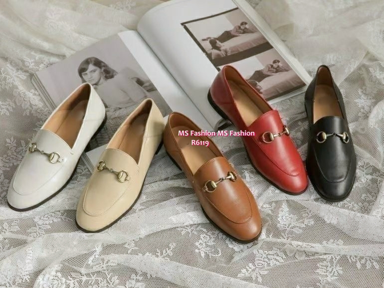 R6119 韓國🇰🇷古銅金扣真皮loafer鞋